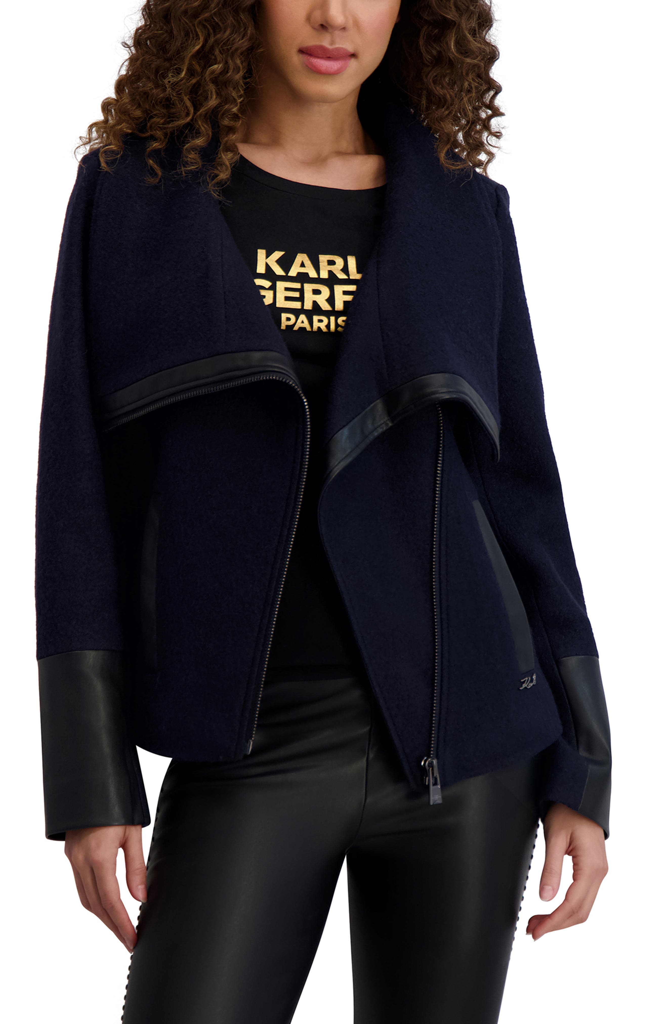 Wool Blend & Faux Leather Asymmetric Jacket - image 3
