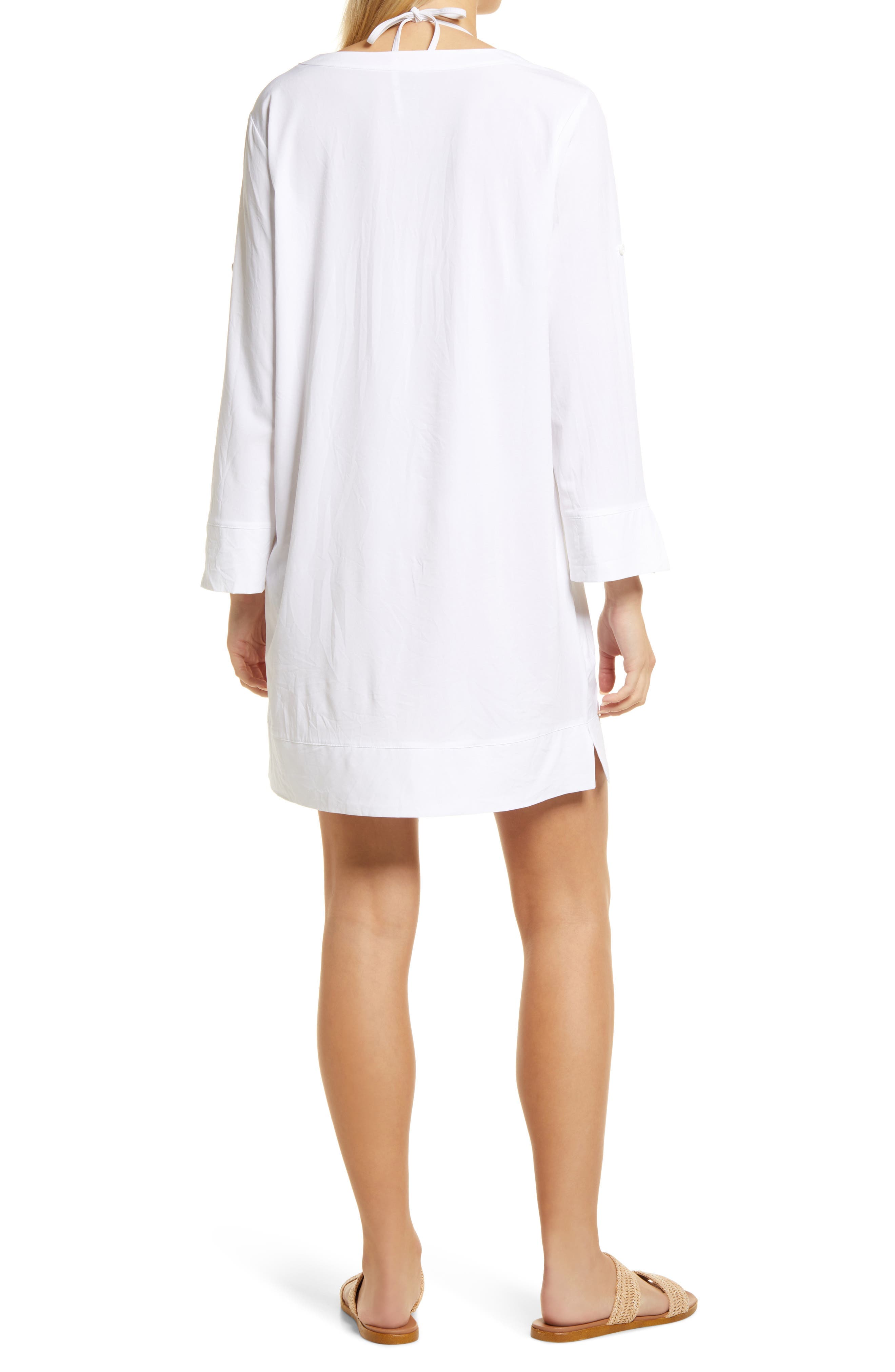 Long Sleeve Notch Neck Cover-Up Dress - image 2