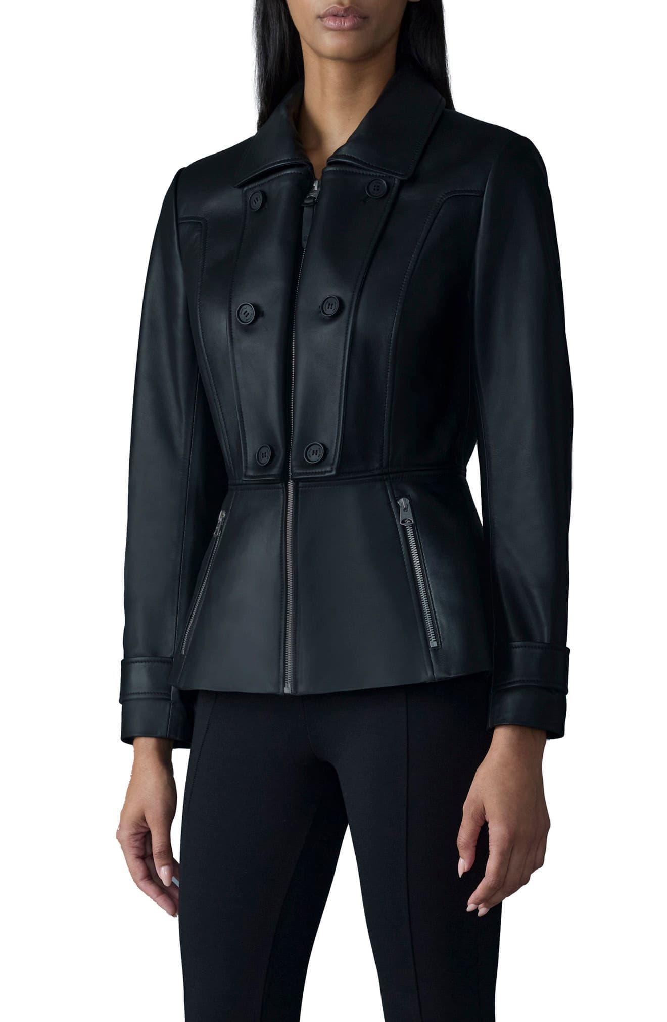 Barbara Leather Peplum Jacket - image 1