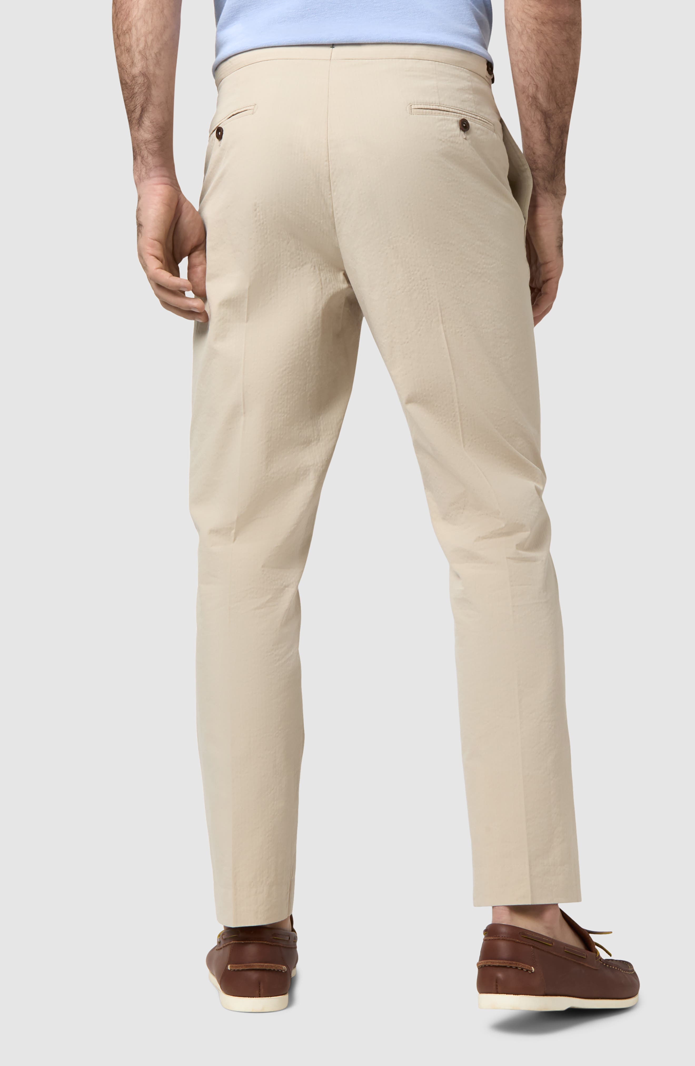 Slim Fit Flat Front Cotton Seersucker Pants - image 2