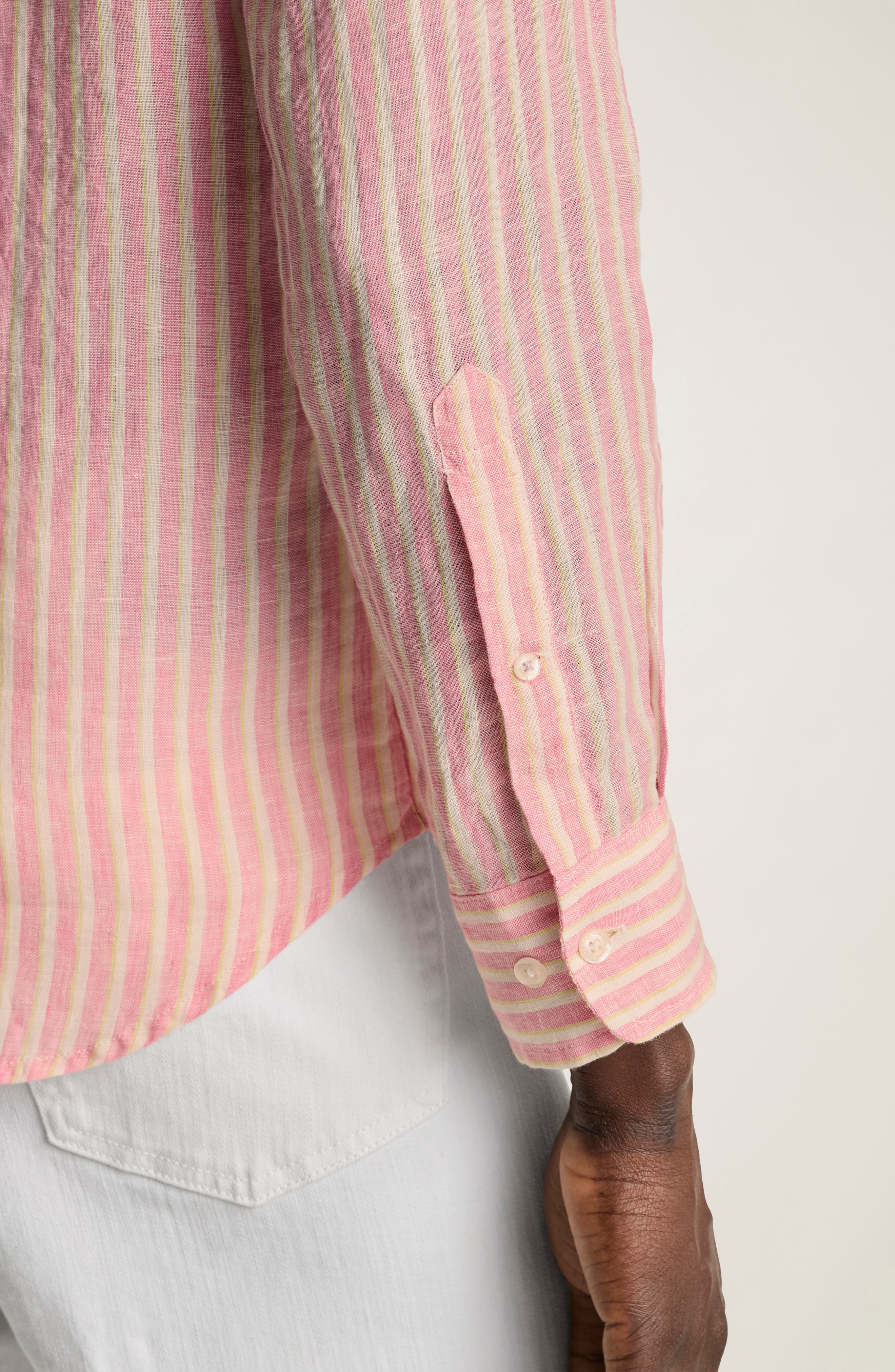 Slim Fit Stripe Linen Button-Down Shirt - image 2
