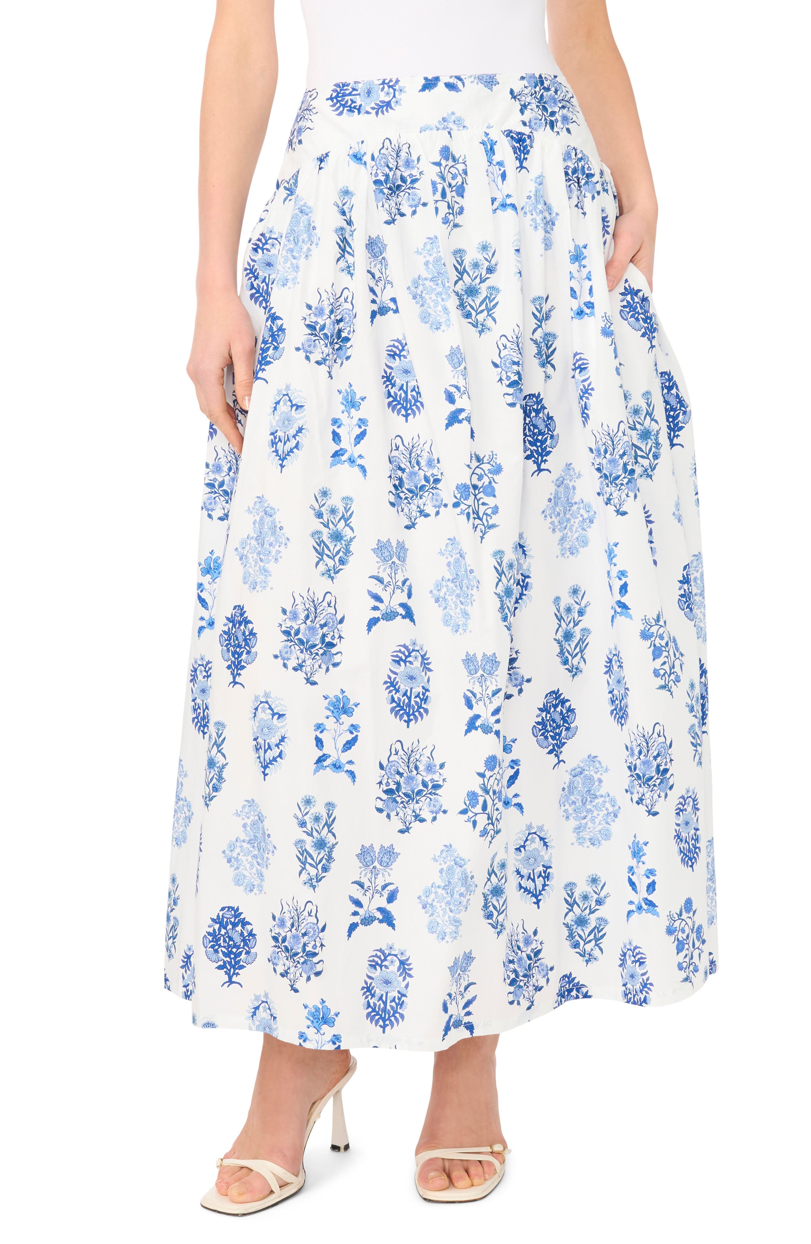 Floral Cotton Blend Maxi Skirt - image 1