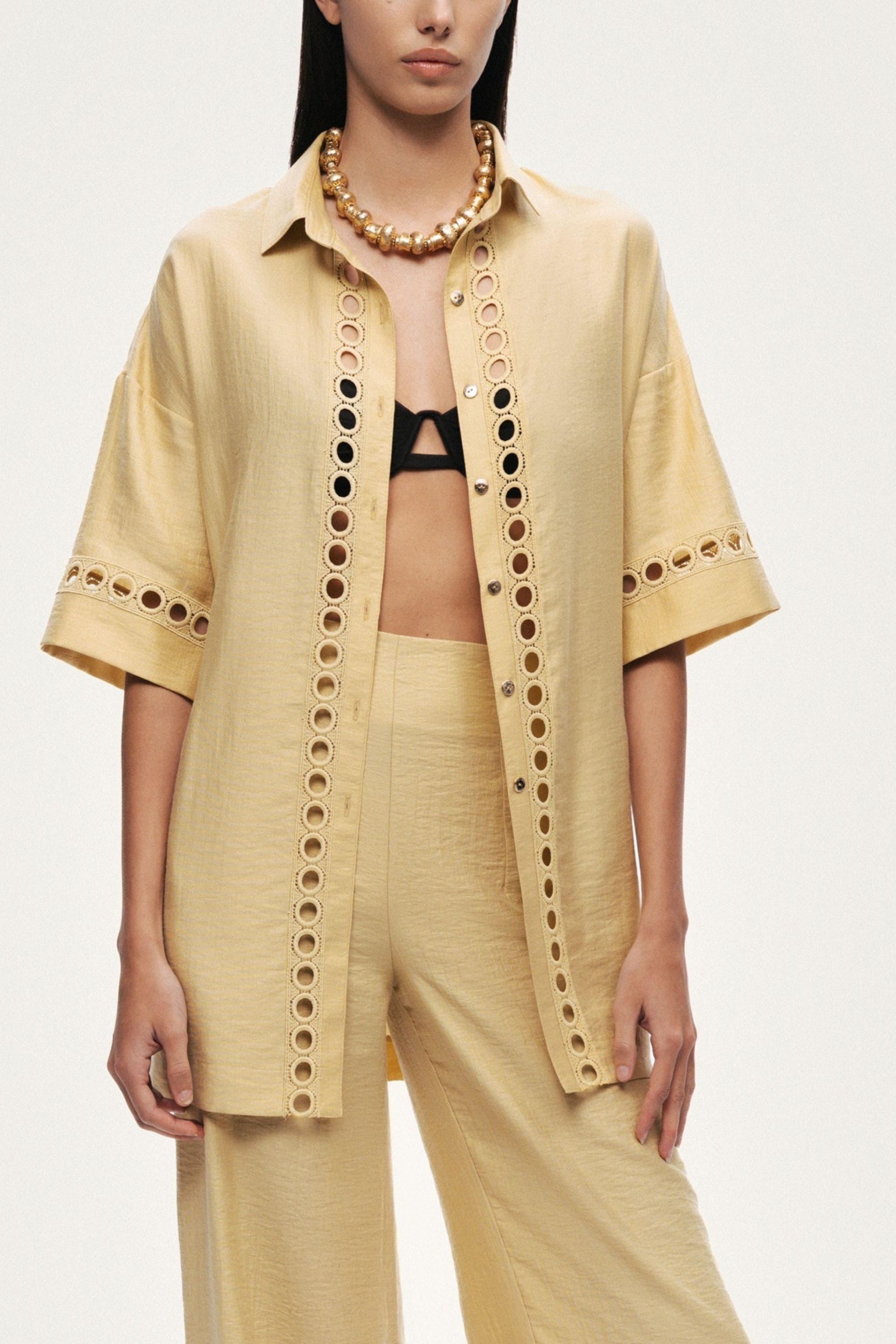 Belted Eyelet Detail Short-Sleeve Jacket - image 1