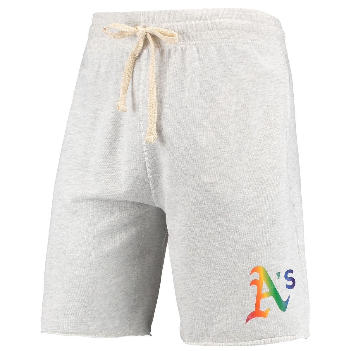 Men's Concepts Sport Oatmeal Oakland Athletics Mainstream Logo Terry Tri-Blend Shorts - image 2