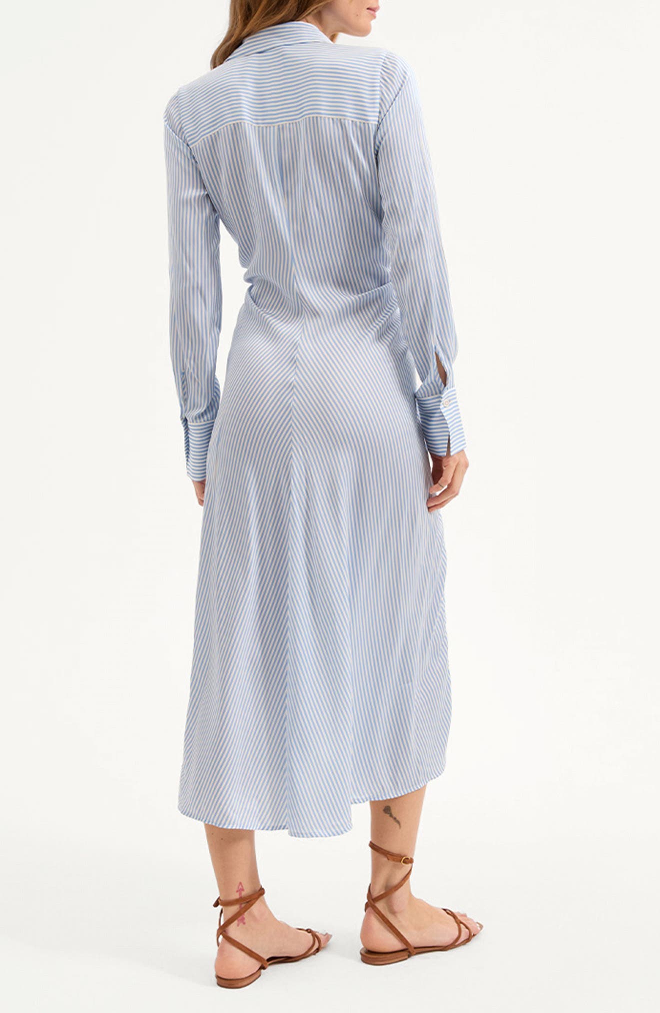 Lex Stripe Long Sleeve Silk Blend Shirtdress - image 2