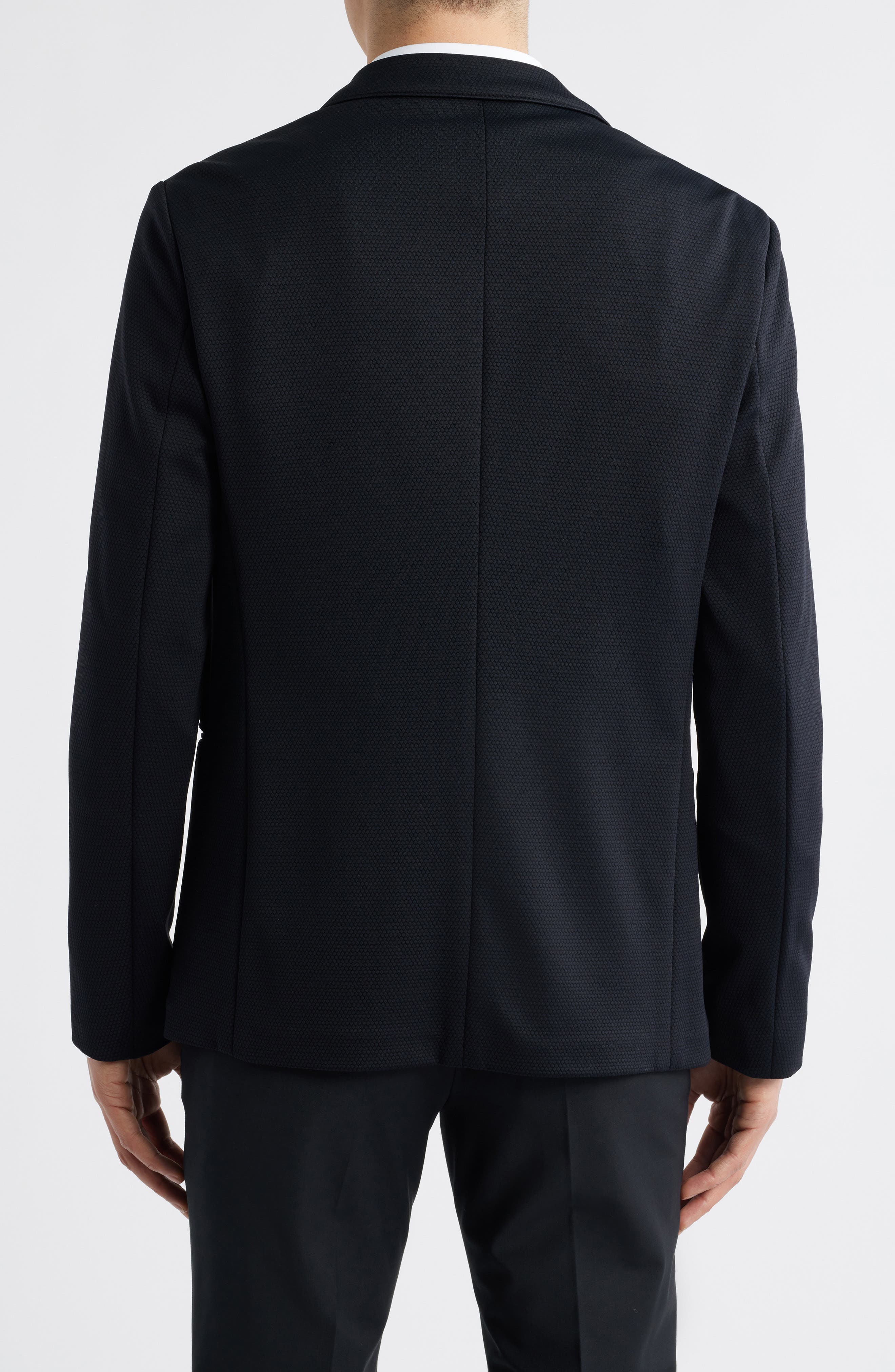 Black Textured Stretch Nylon Sport Coat - image 2
