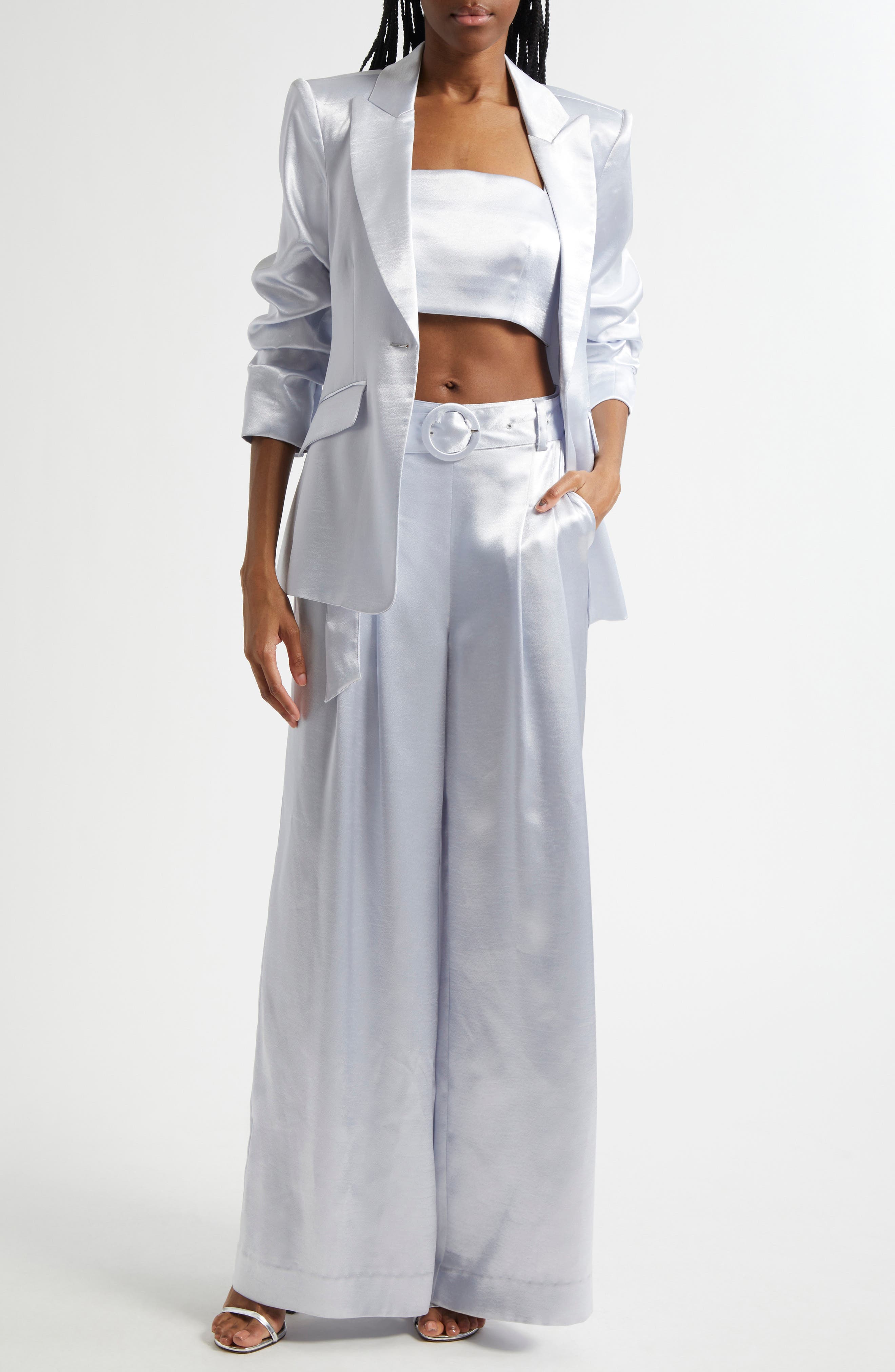 Cheyenne Hammered Satin Scrunch Sleeve Jacket - image 2