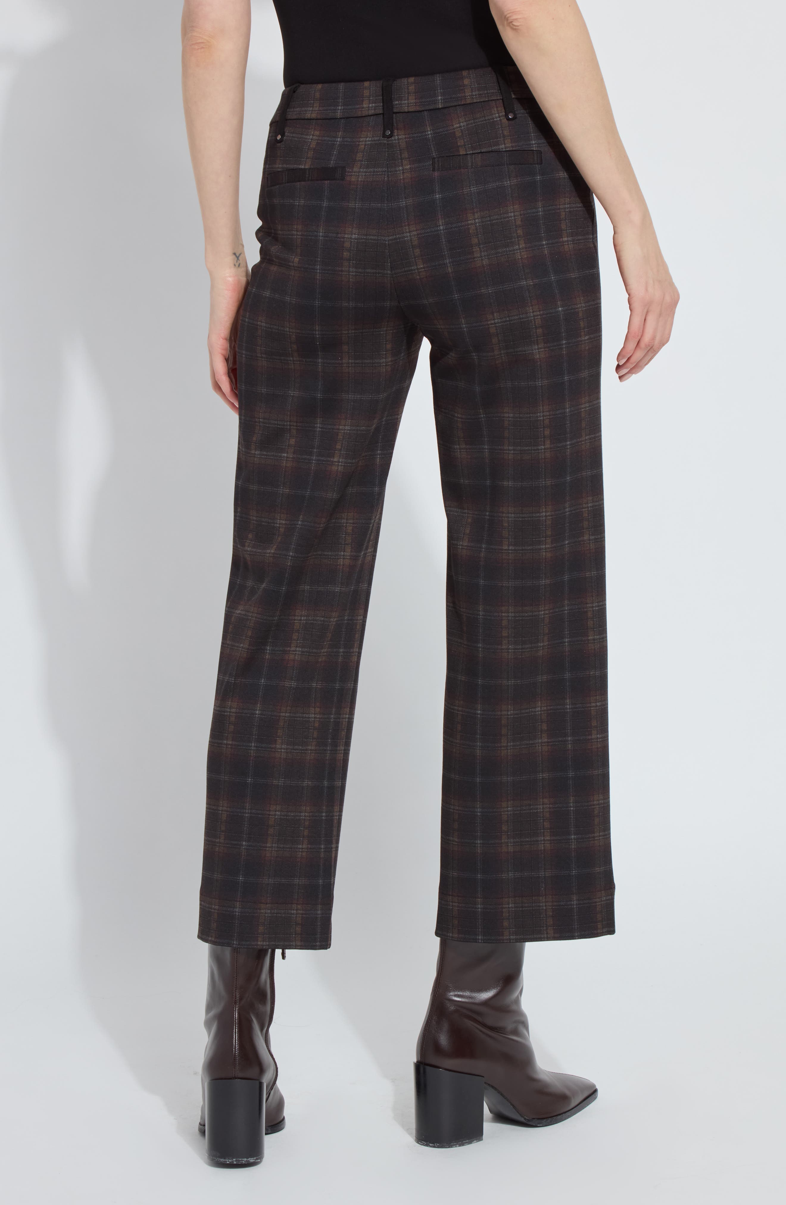Livia Plaid High Waist Crop Wide Leg Ponte Pants - image 2