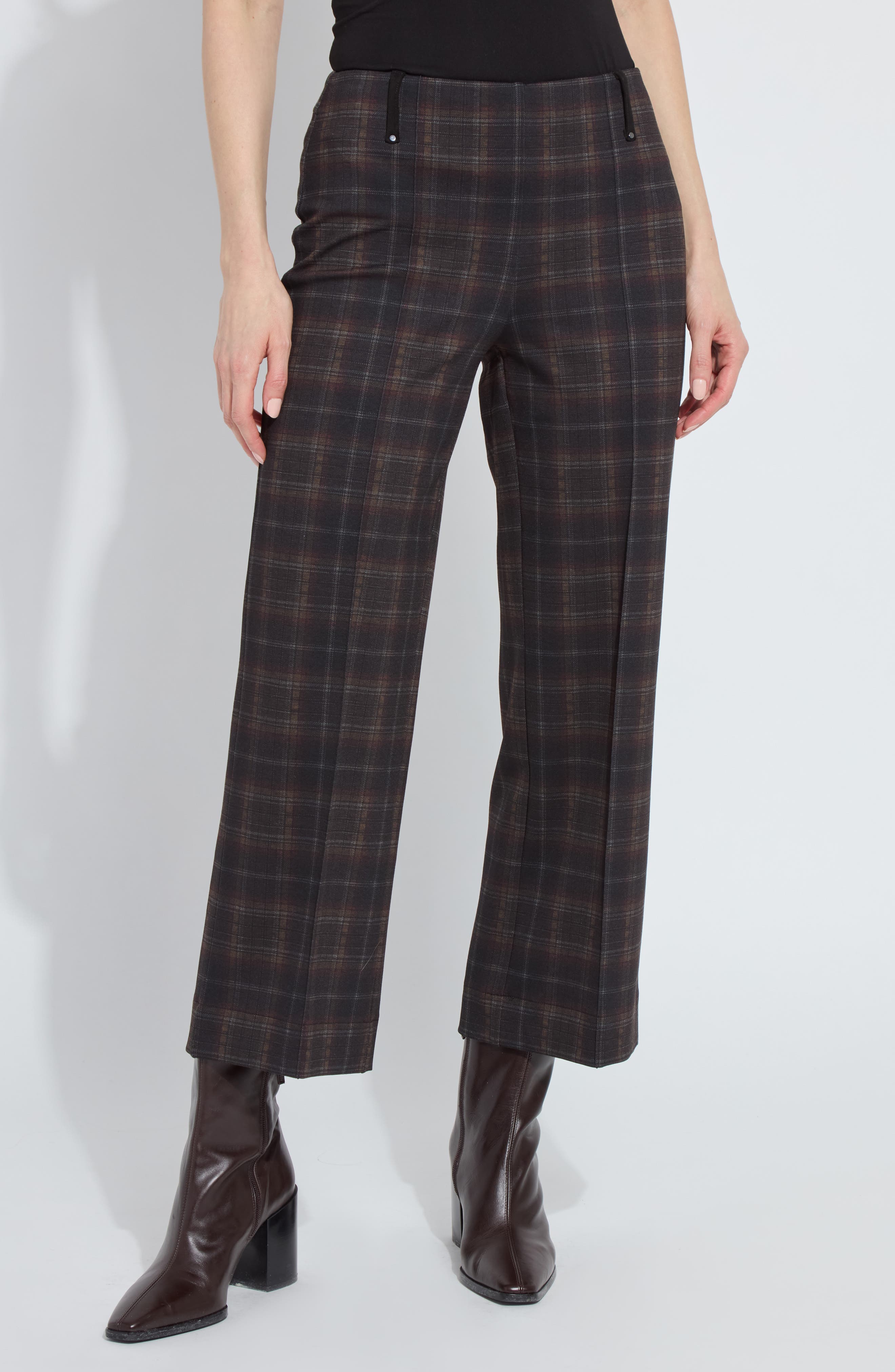 Livia Plaid High Waist Crop Wide Leg Ponte Pants - image 1