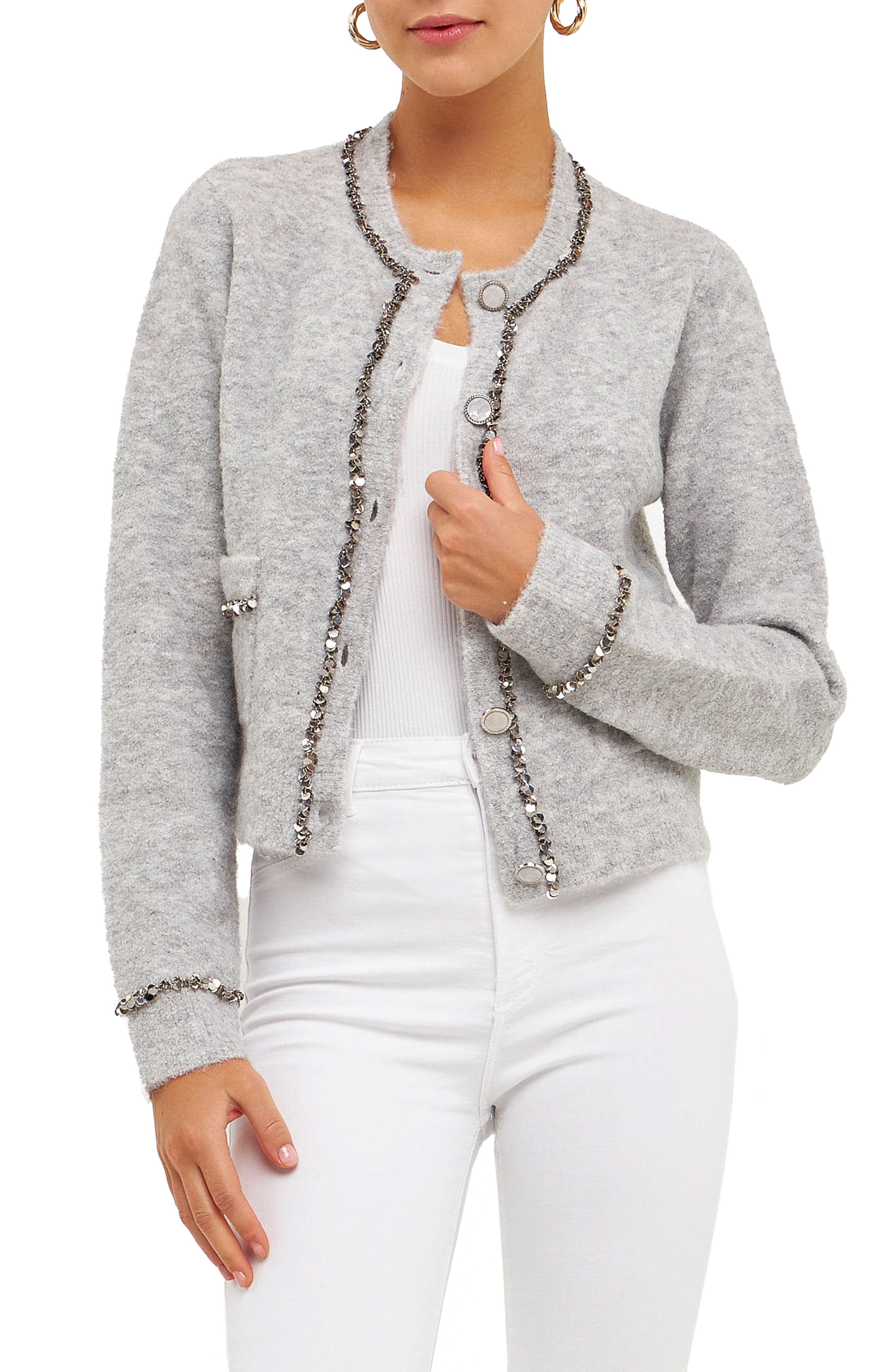 Sequin Trim Cardigan - image 1