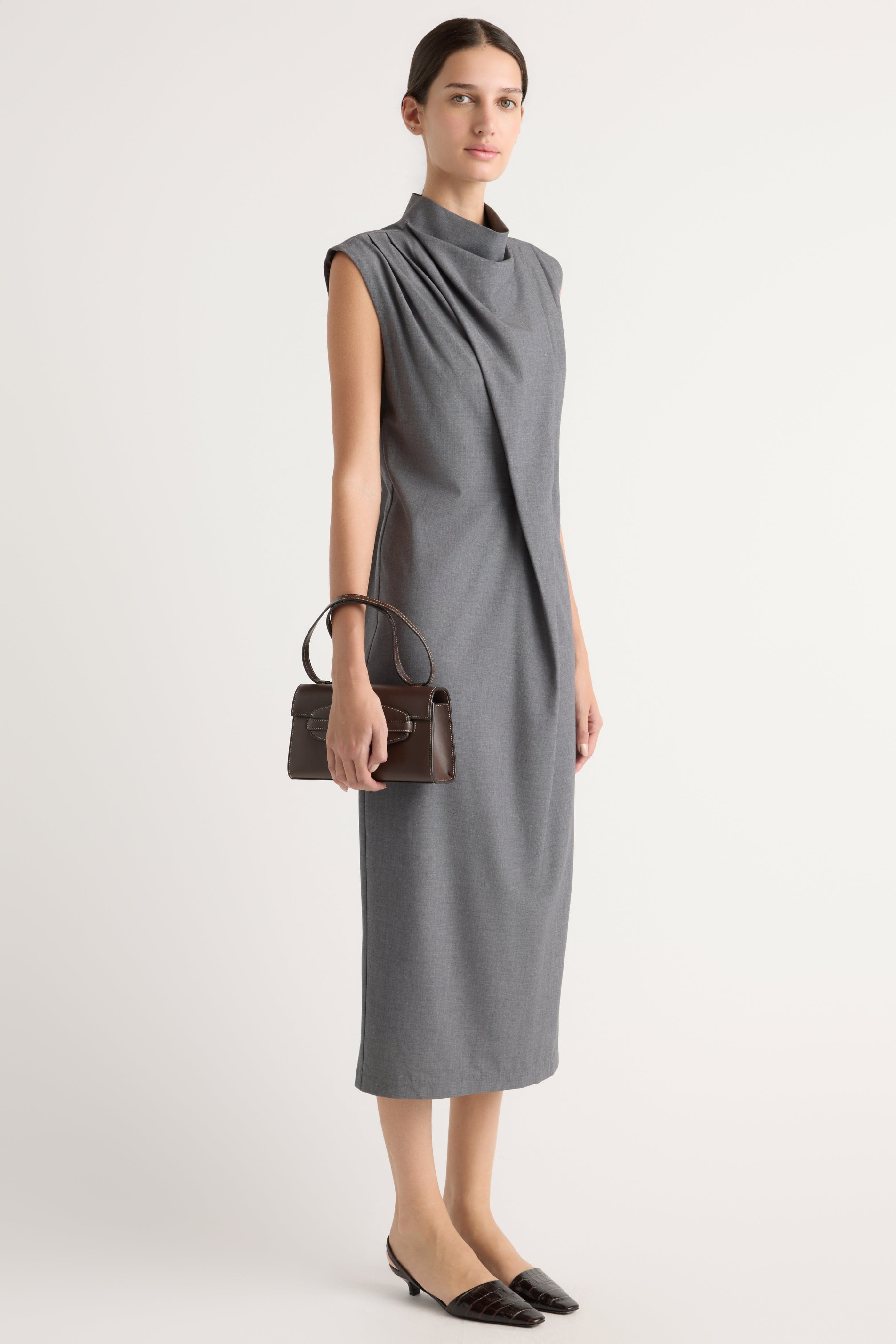 Amara Gathered-Neck Drape Dress - image 1