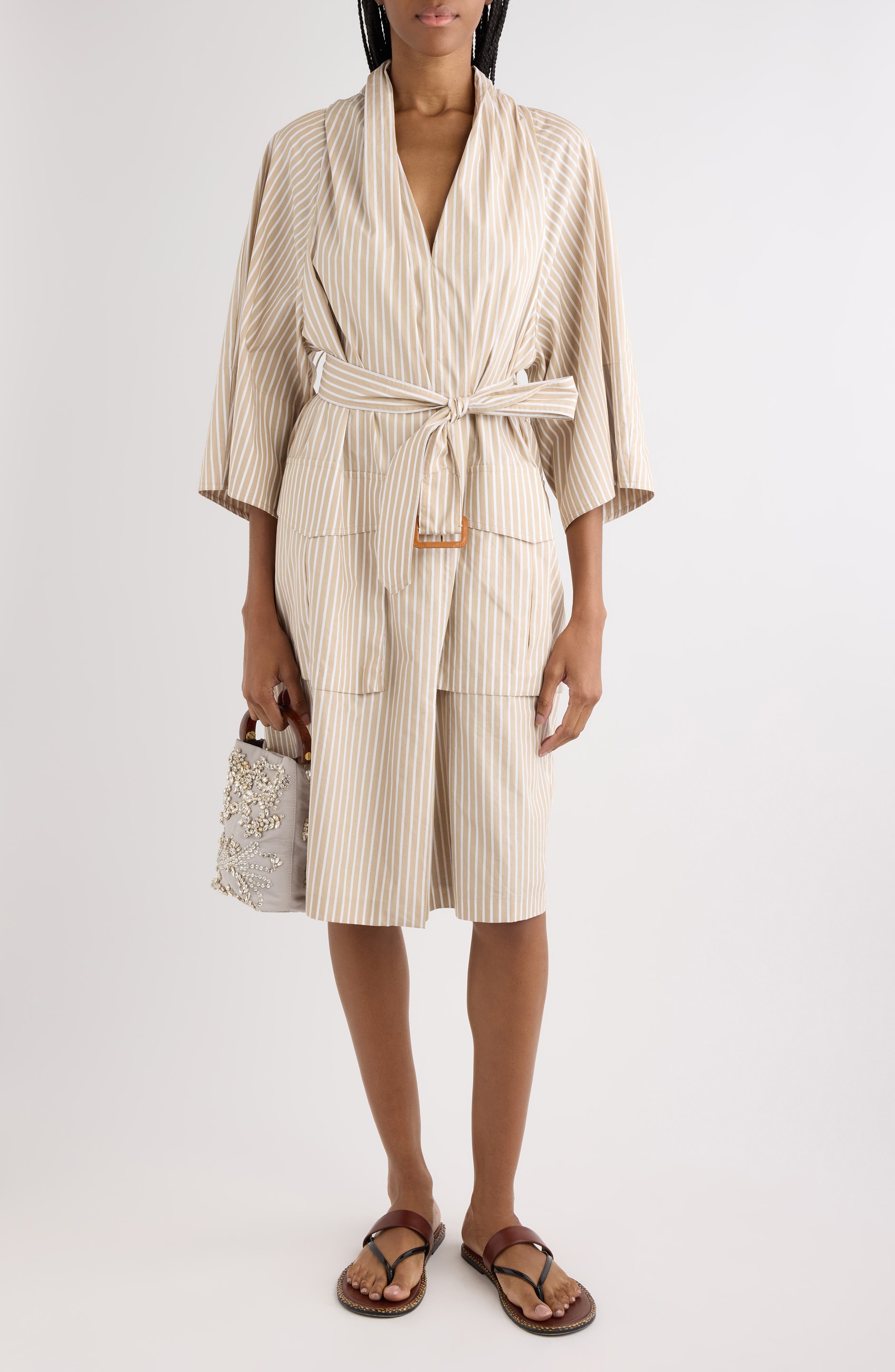 Debrasa Chalk Stripe Belted Cargo Dress - image 2