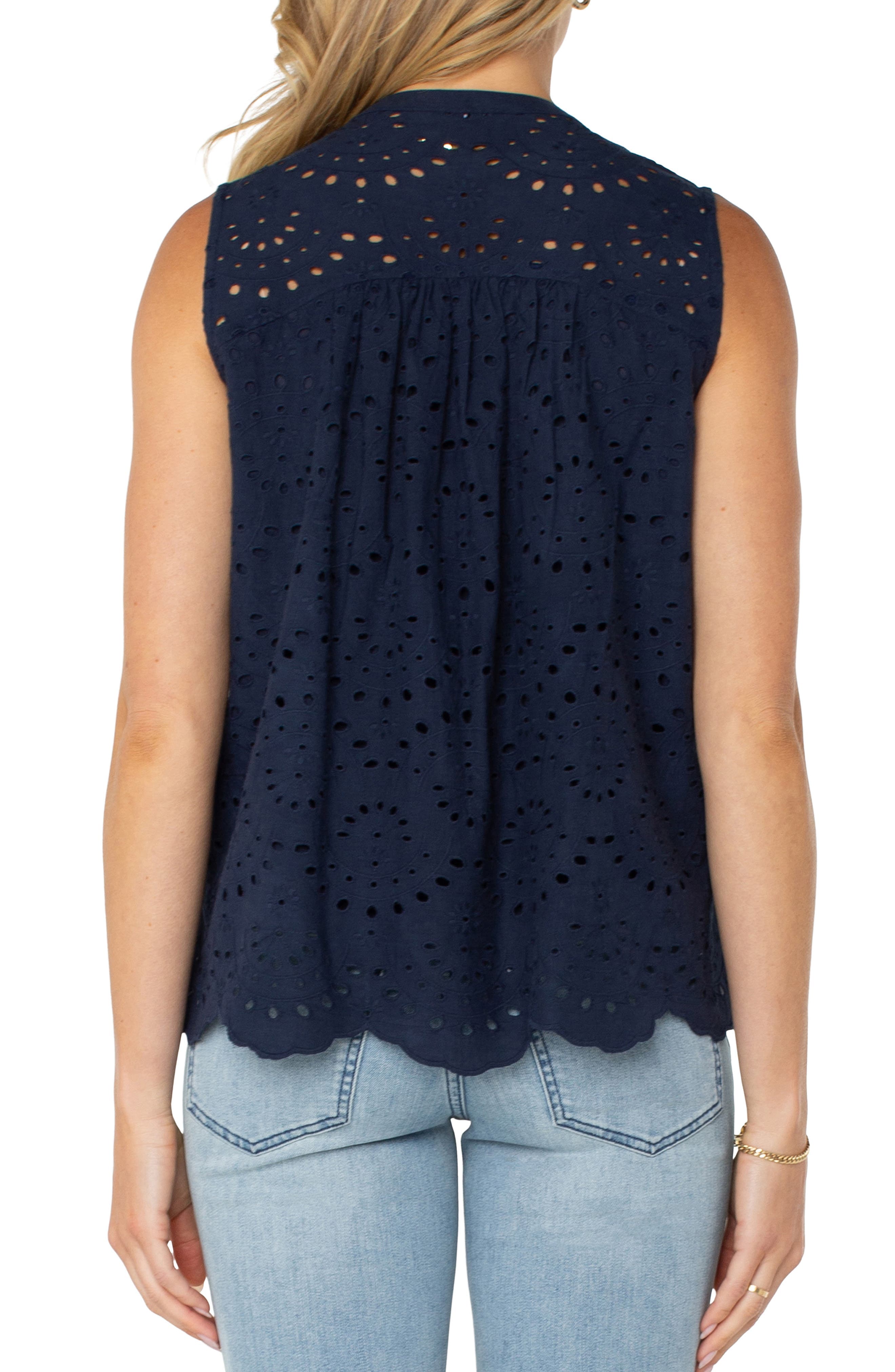 Sleeveless Pintuck Eyelet Top - image 2
