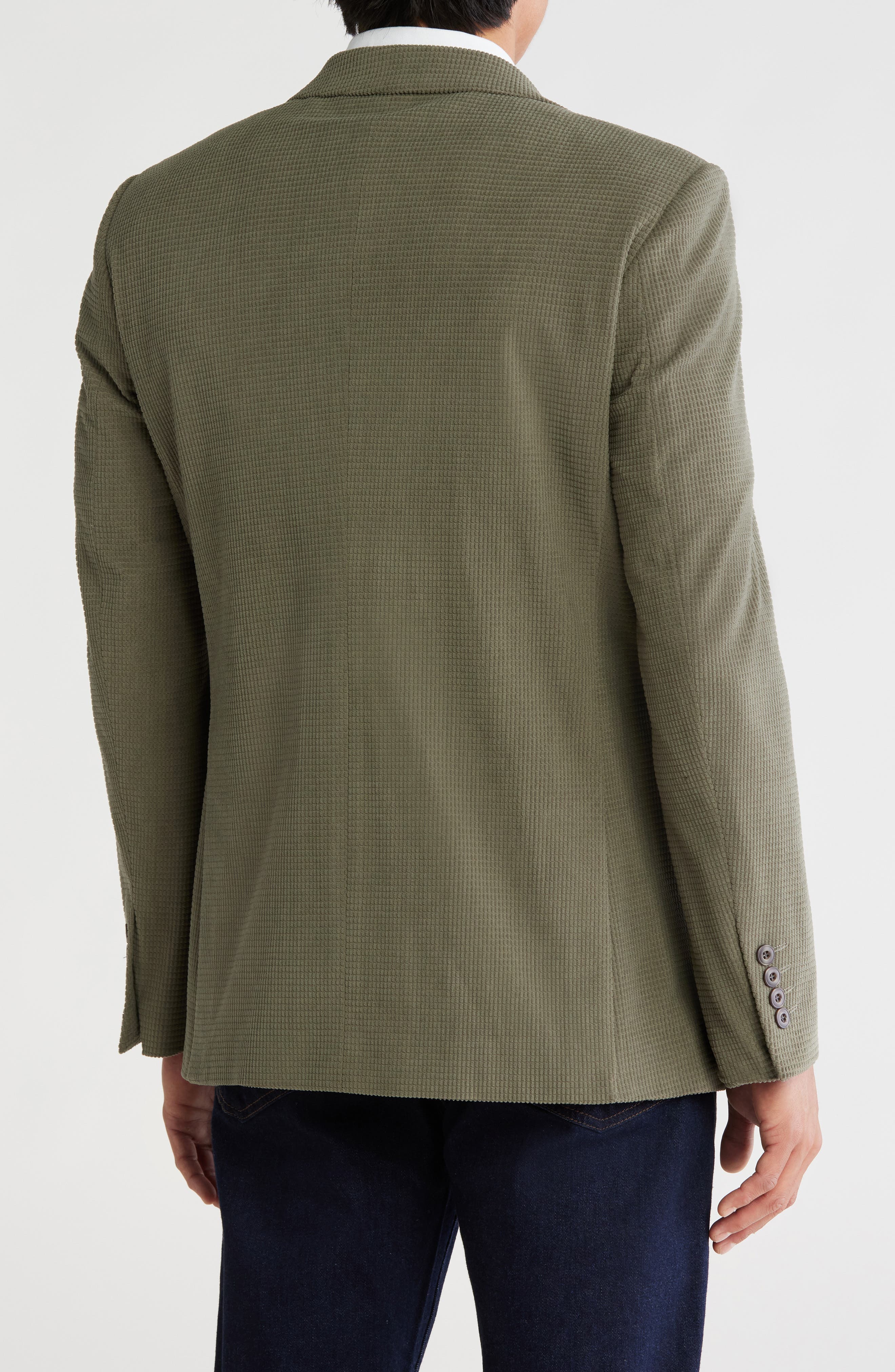 Slim Fit Solid Cotton Blend Textured Blazer - image 2