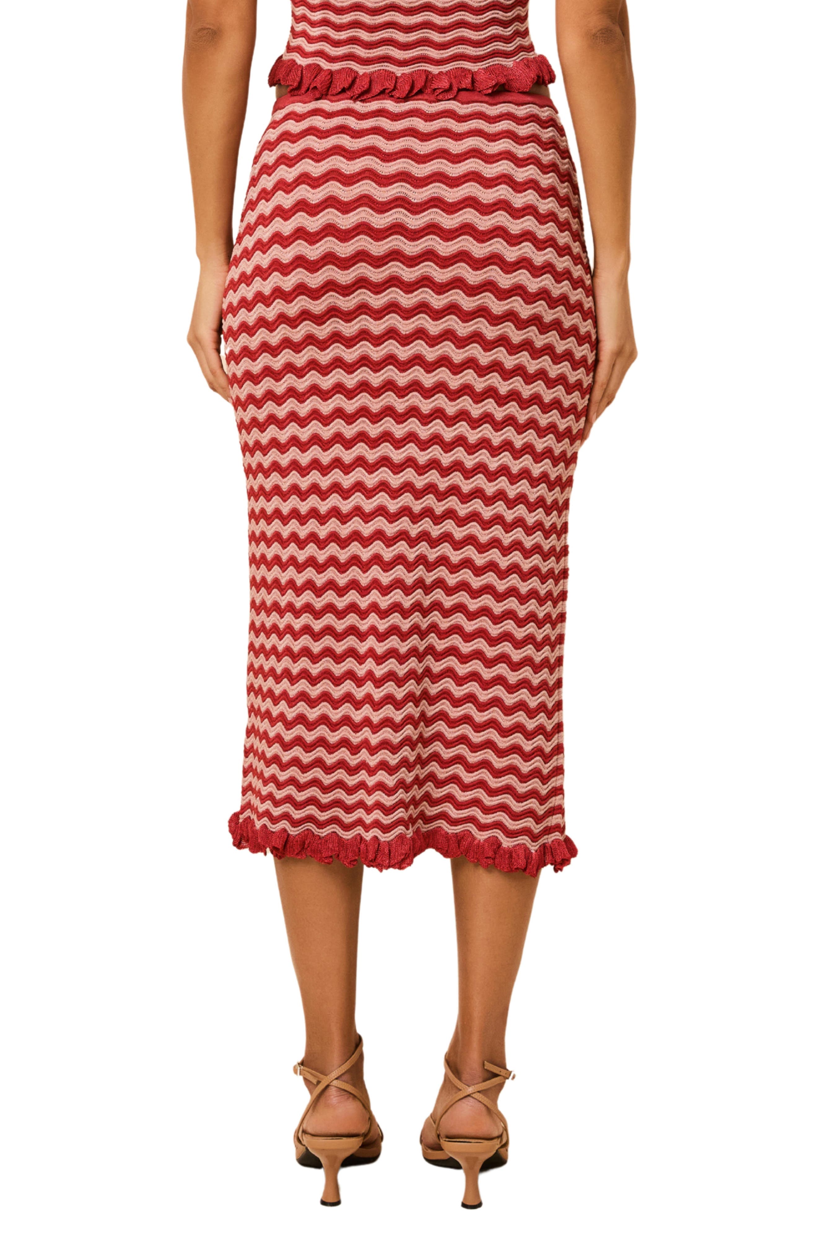 The Diana Wavy Stripe Knit Midi Skirt - image 2