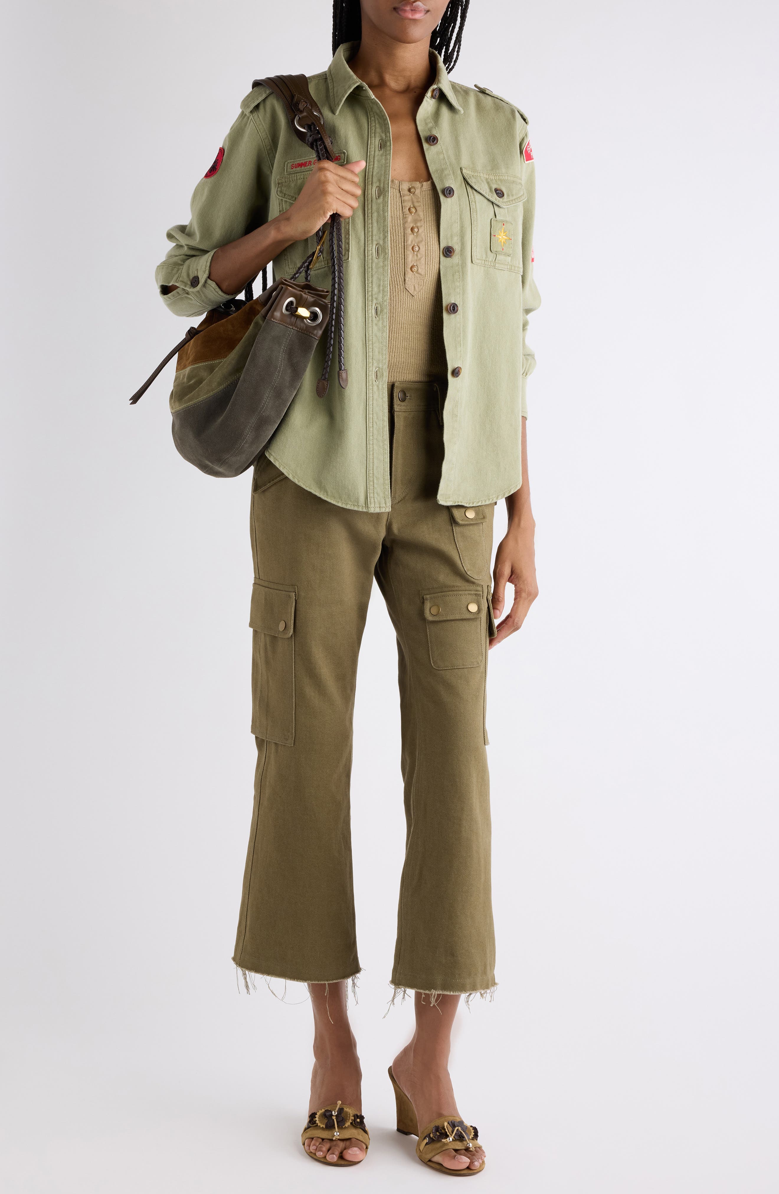 Umberta Patch Cotton Twill Button-Up Shirt - image 2