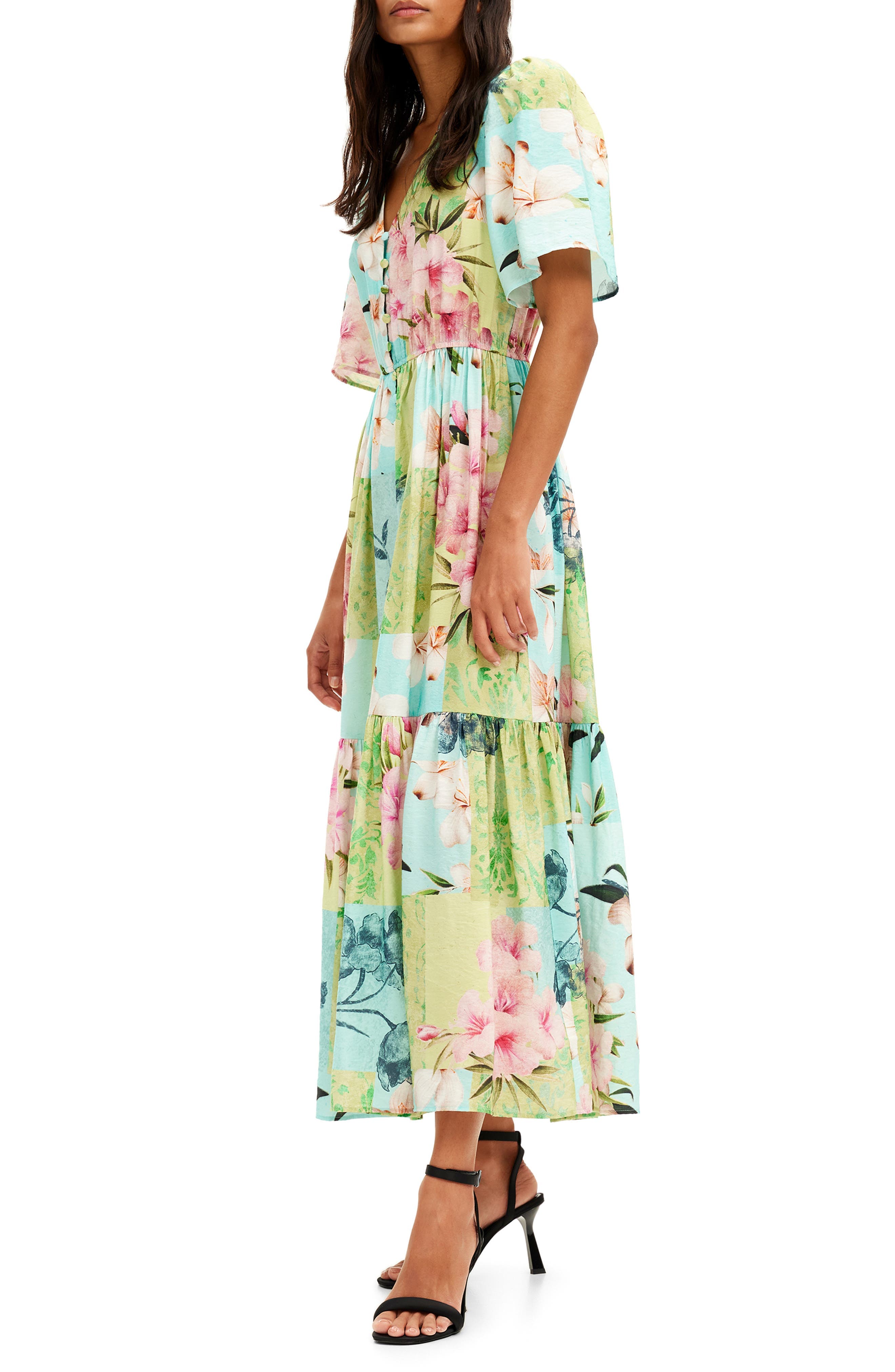 Blues Floral Print A-Line Dress - image 1