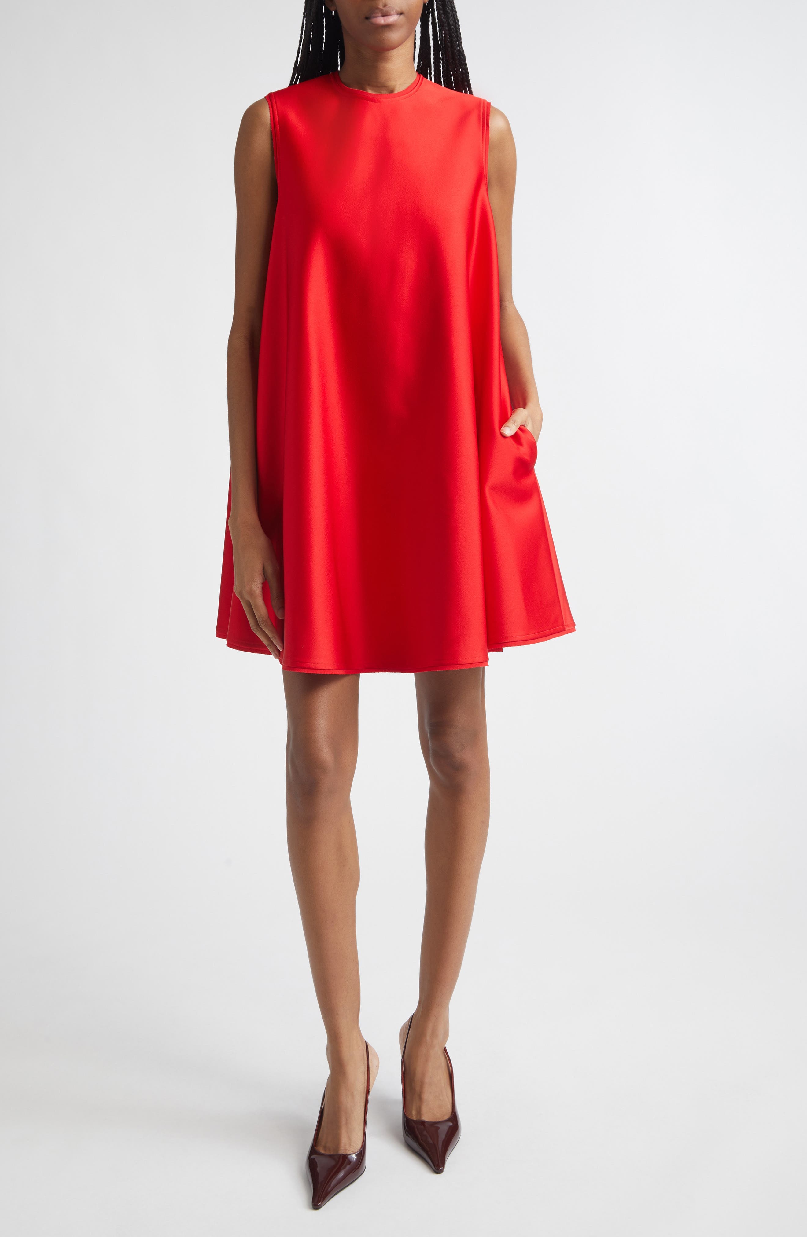 Crepe Back Satin Trapeze Minidress - image 1