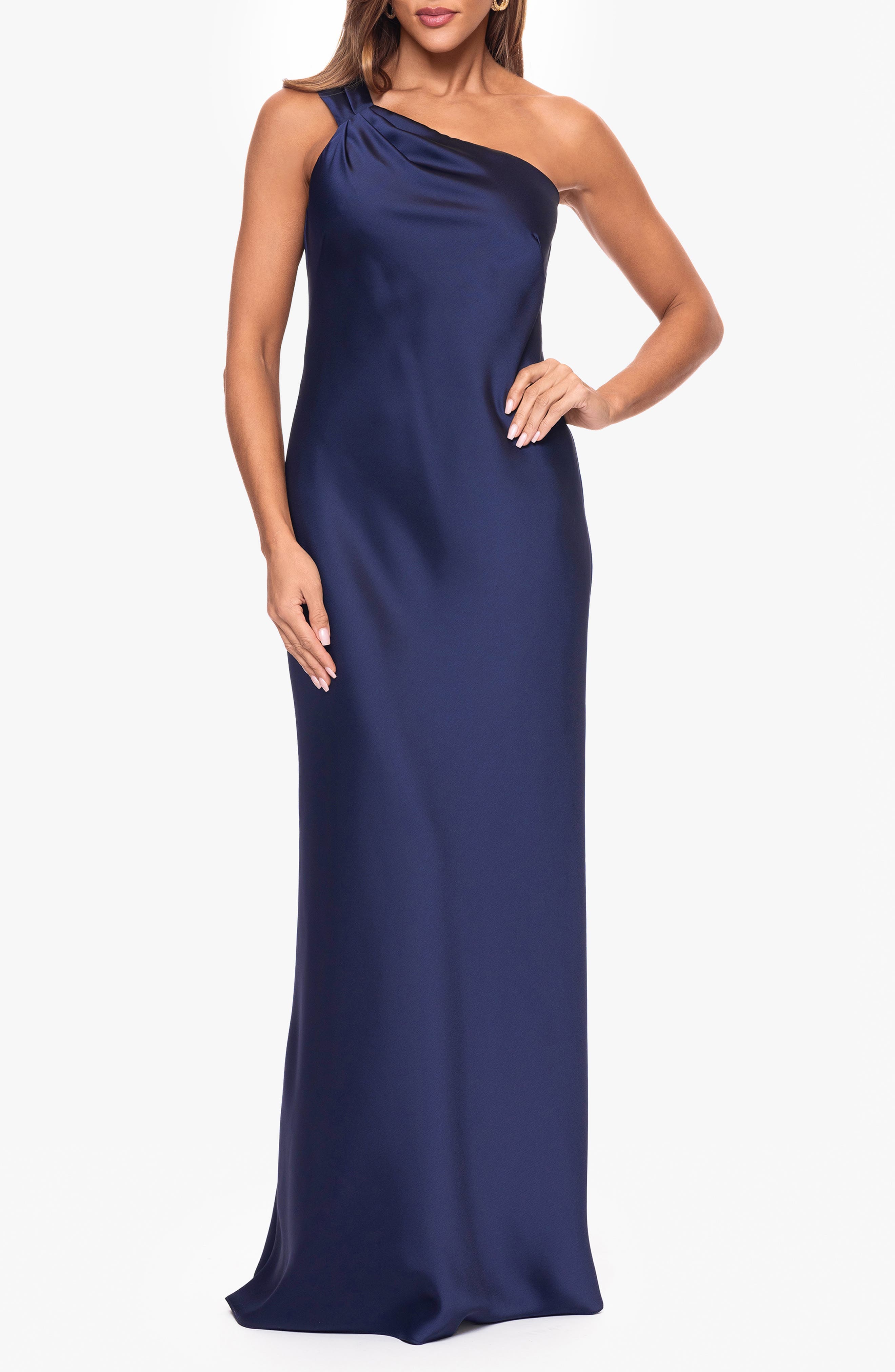 One-Shoulder Satin Gown