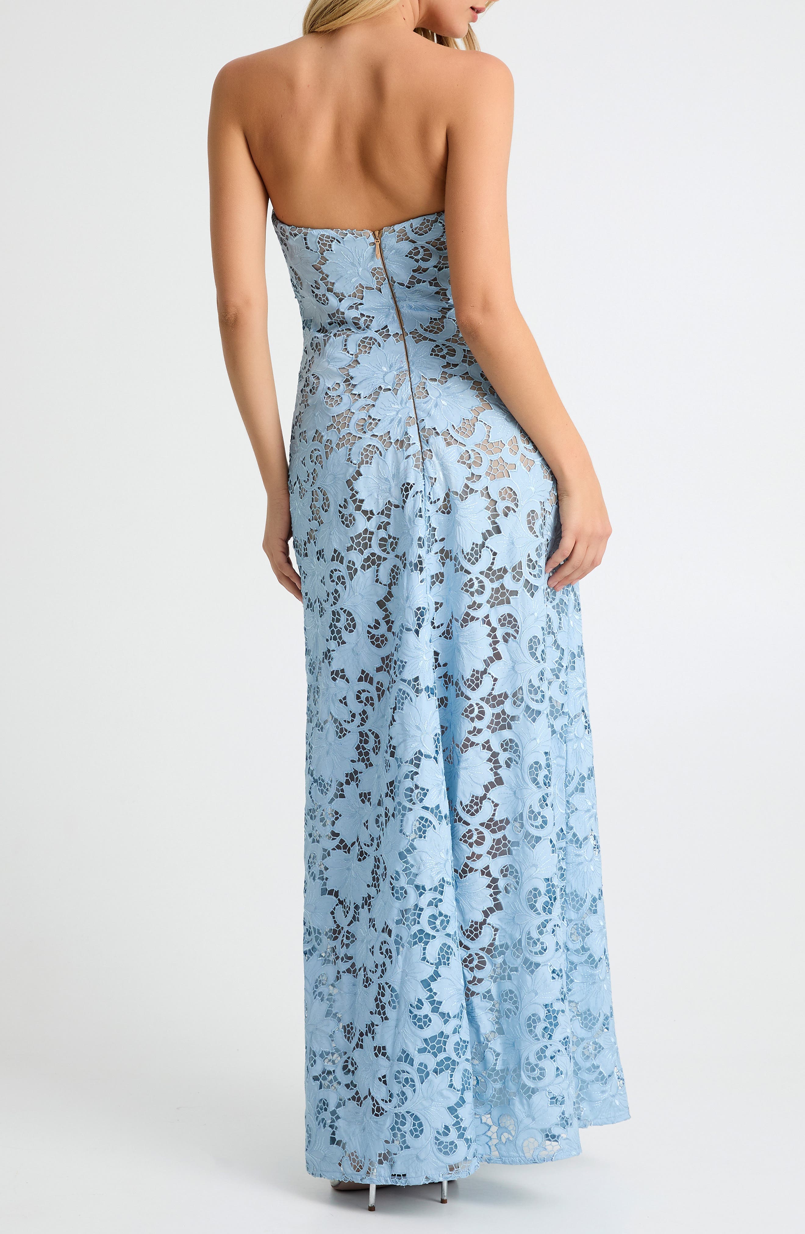 Lindsey Strapless Floral Lace Gown - image 2