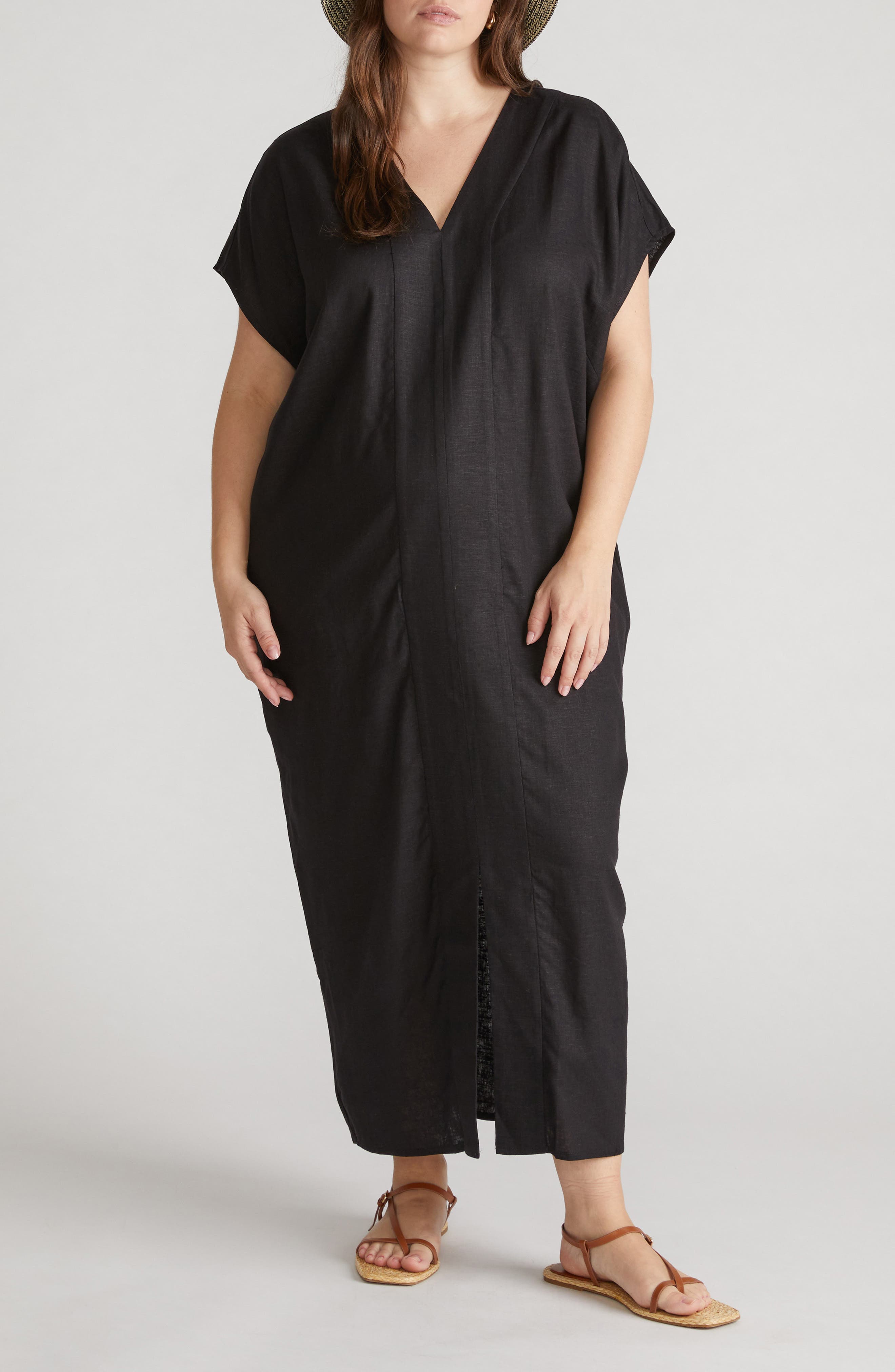 Cabana Linen Blend Caftan Dress - image 1