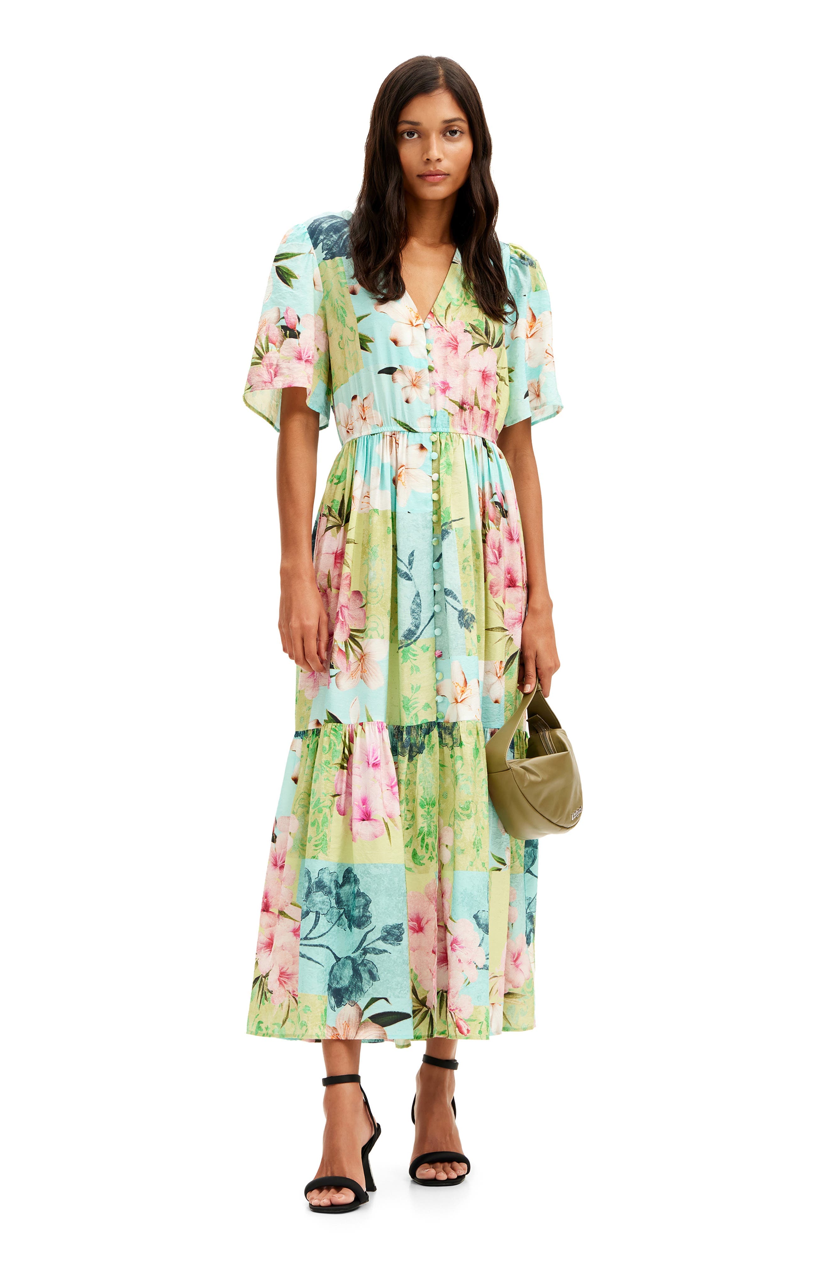 Blues Floral Print A-Line Dress - image 2