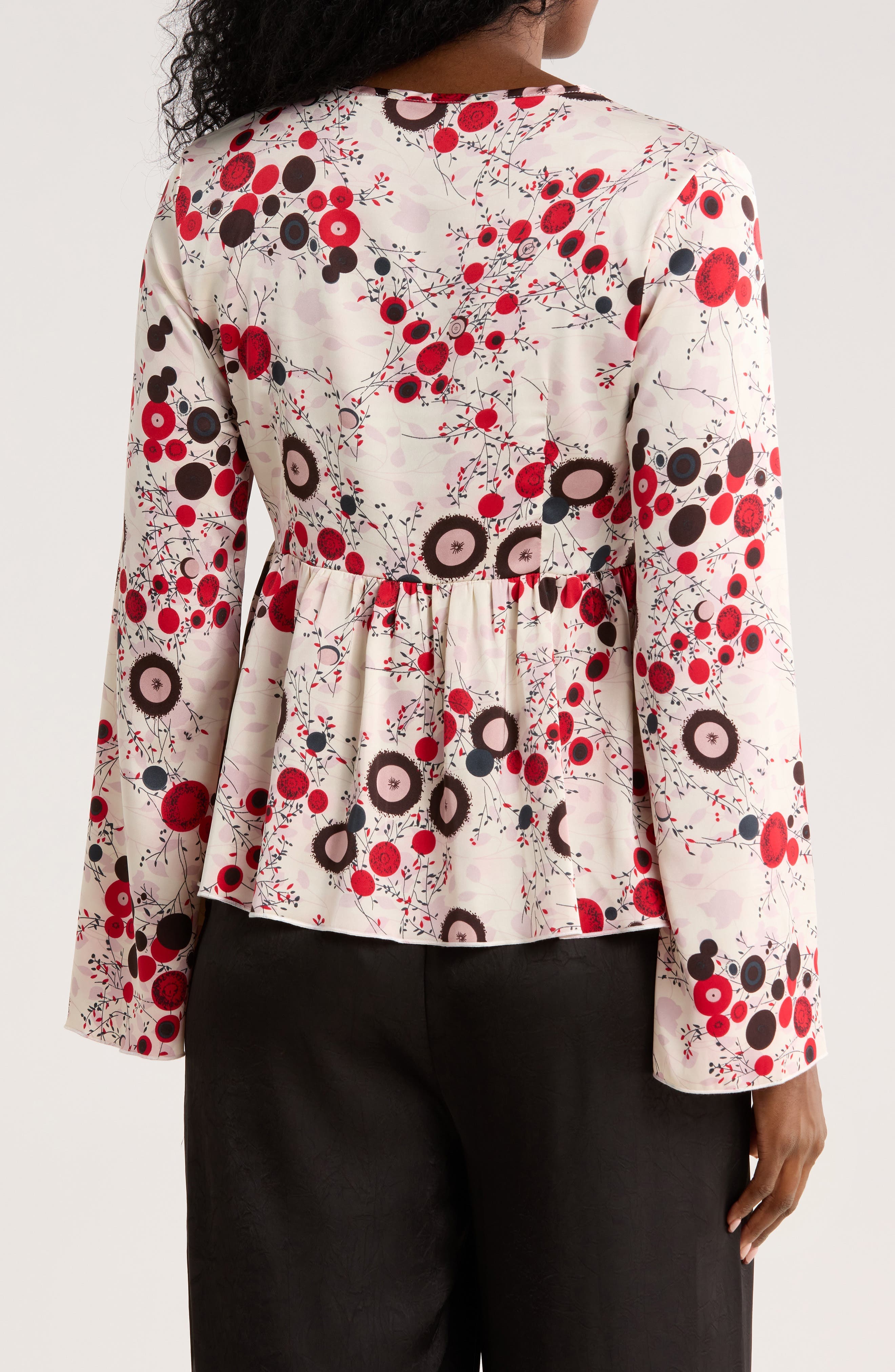 V-Neck Bell Sleeve Print Top - image 4