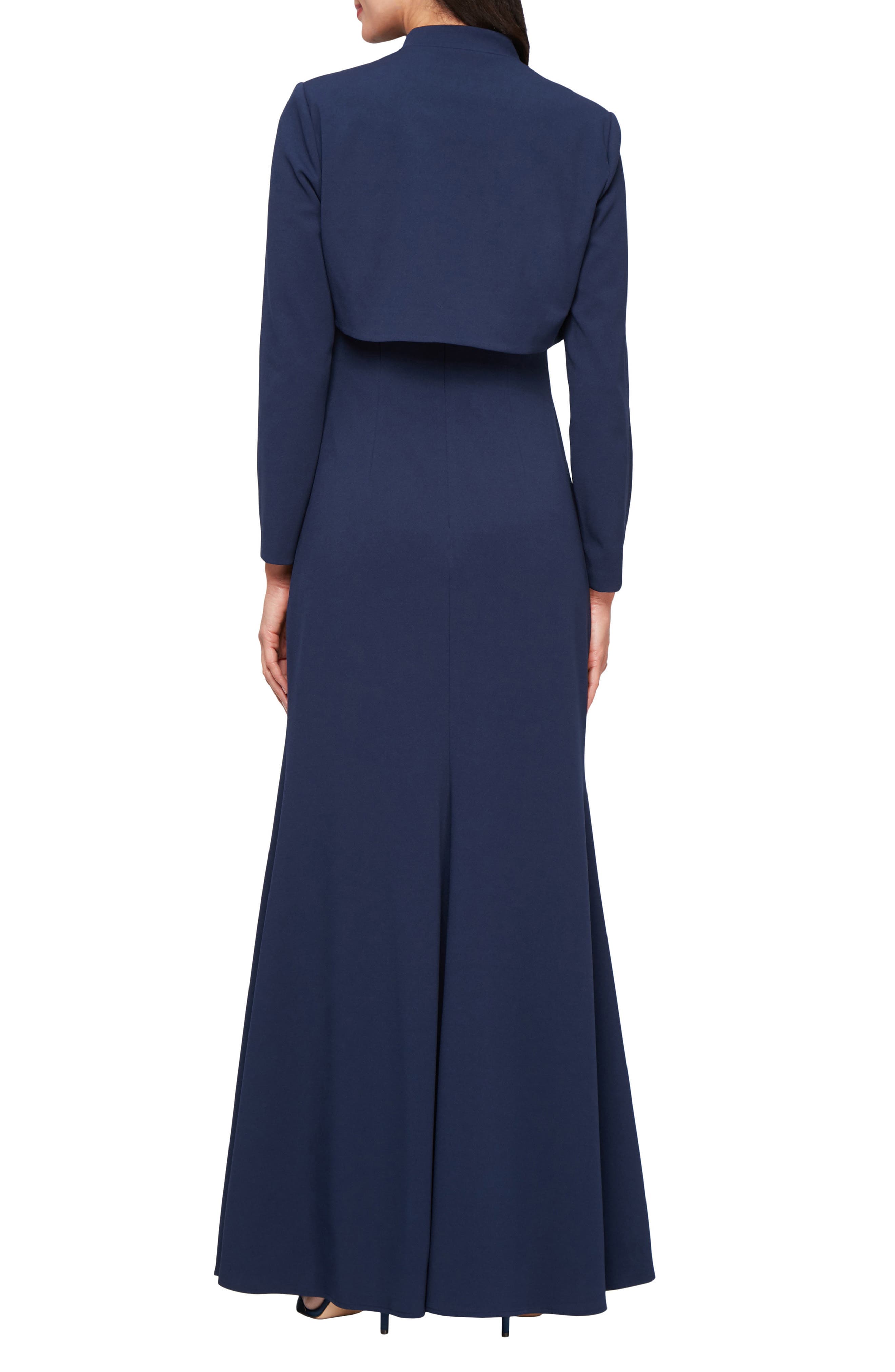 Stretch Crepe Gown with Bolero Jacket - image 2