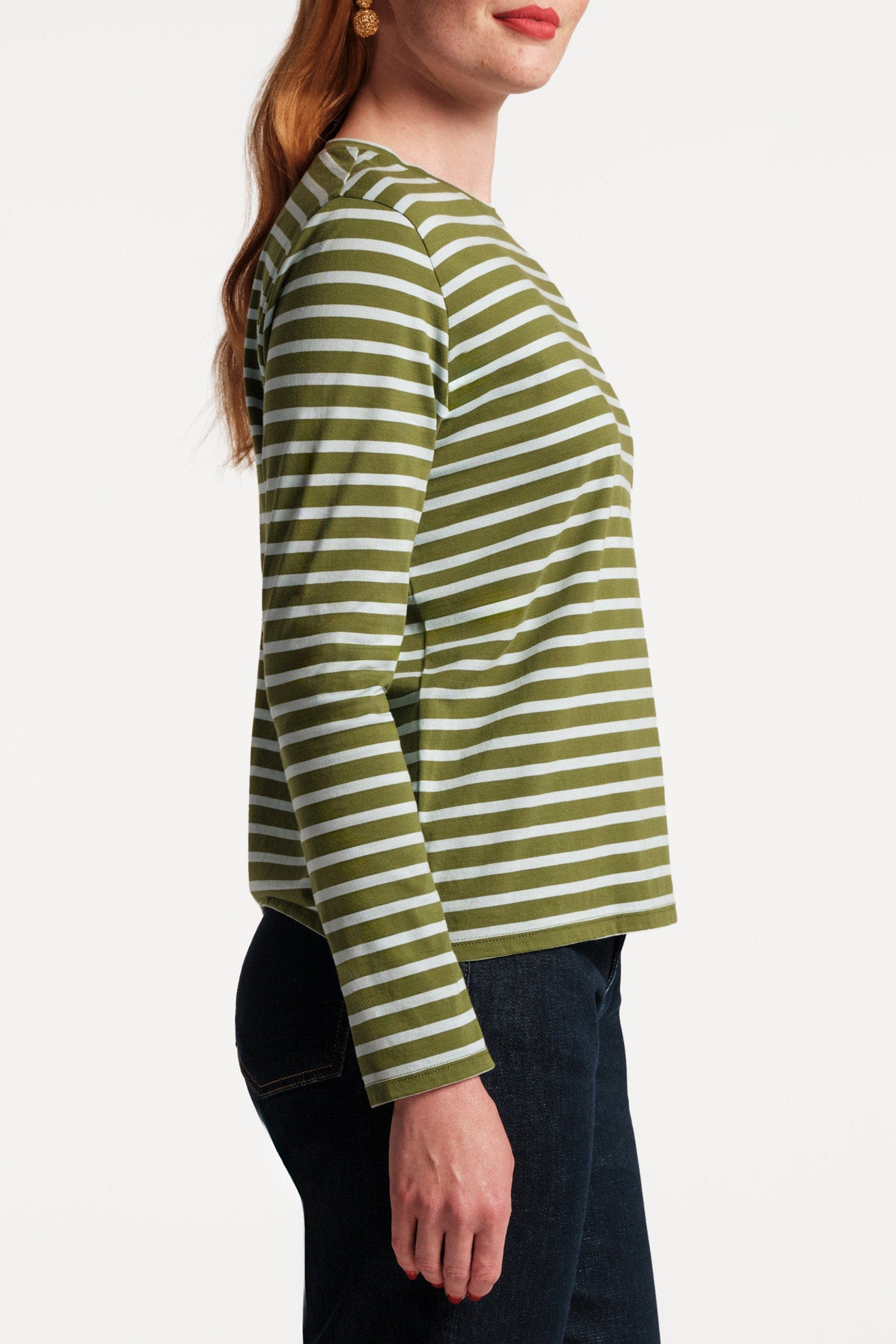 Long Sleeve Striped Tee Shirt Stripe 100% Pima Cotton - image 2