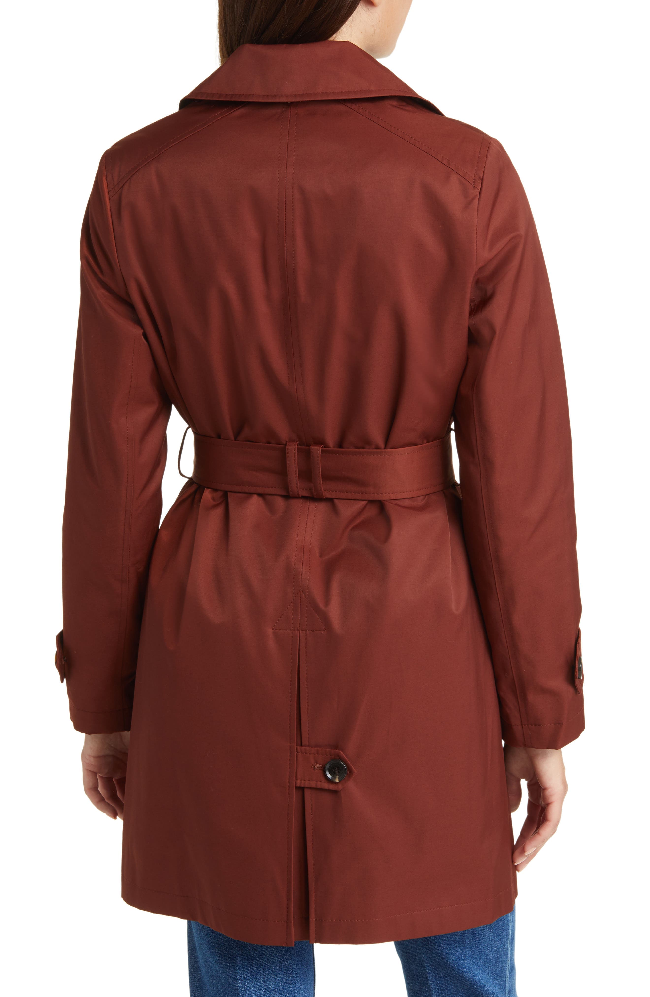Water Repellent Cotton Blend Gabardine Hooded Trench Coat - image 2