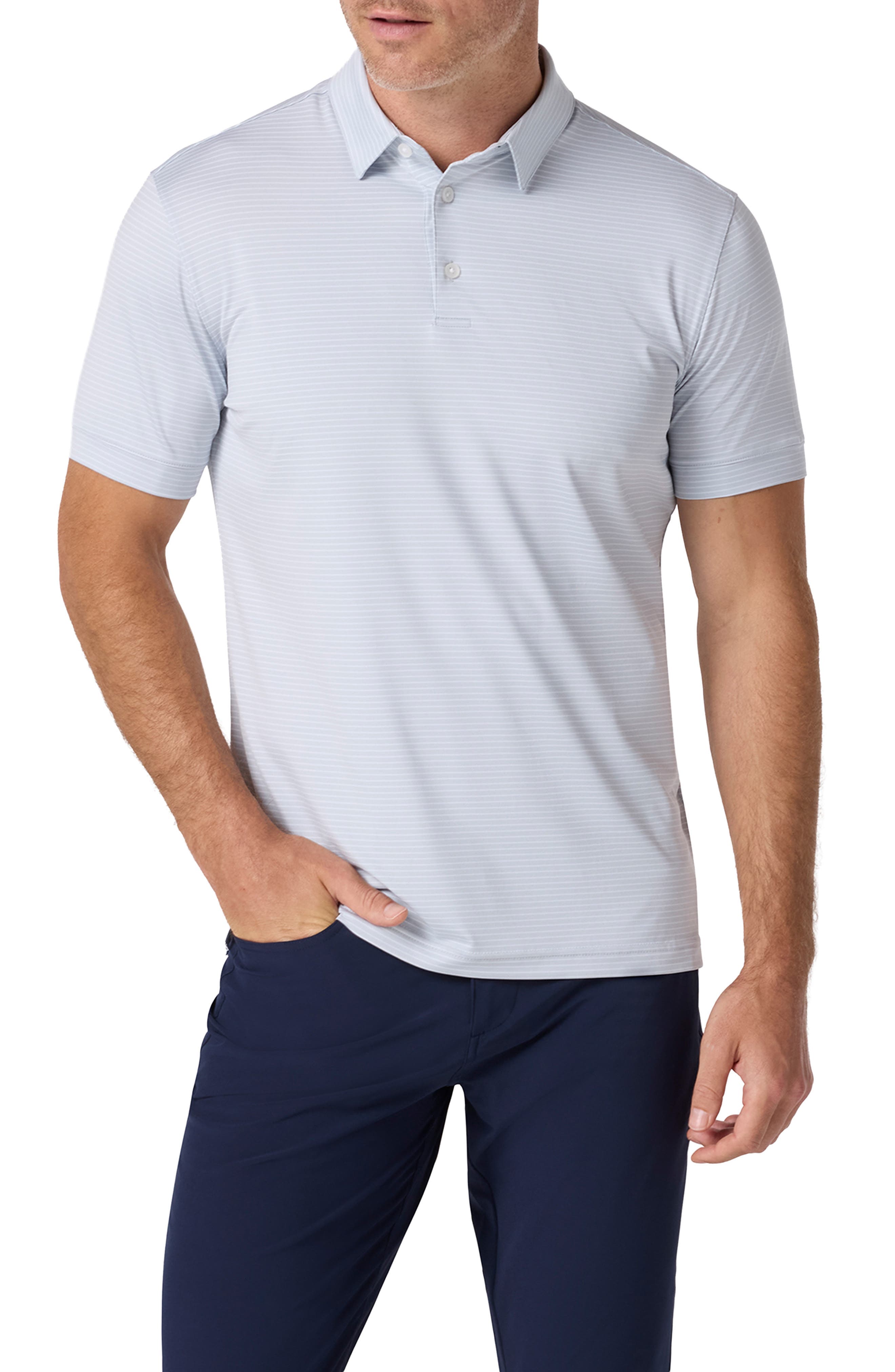Versa Trim Fit Stripe Performance Polo - image 1
