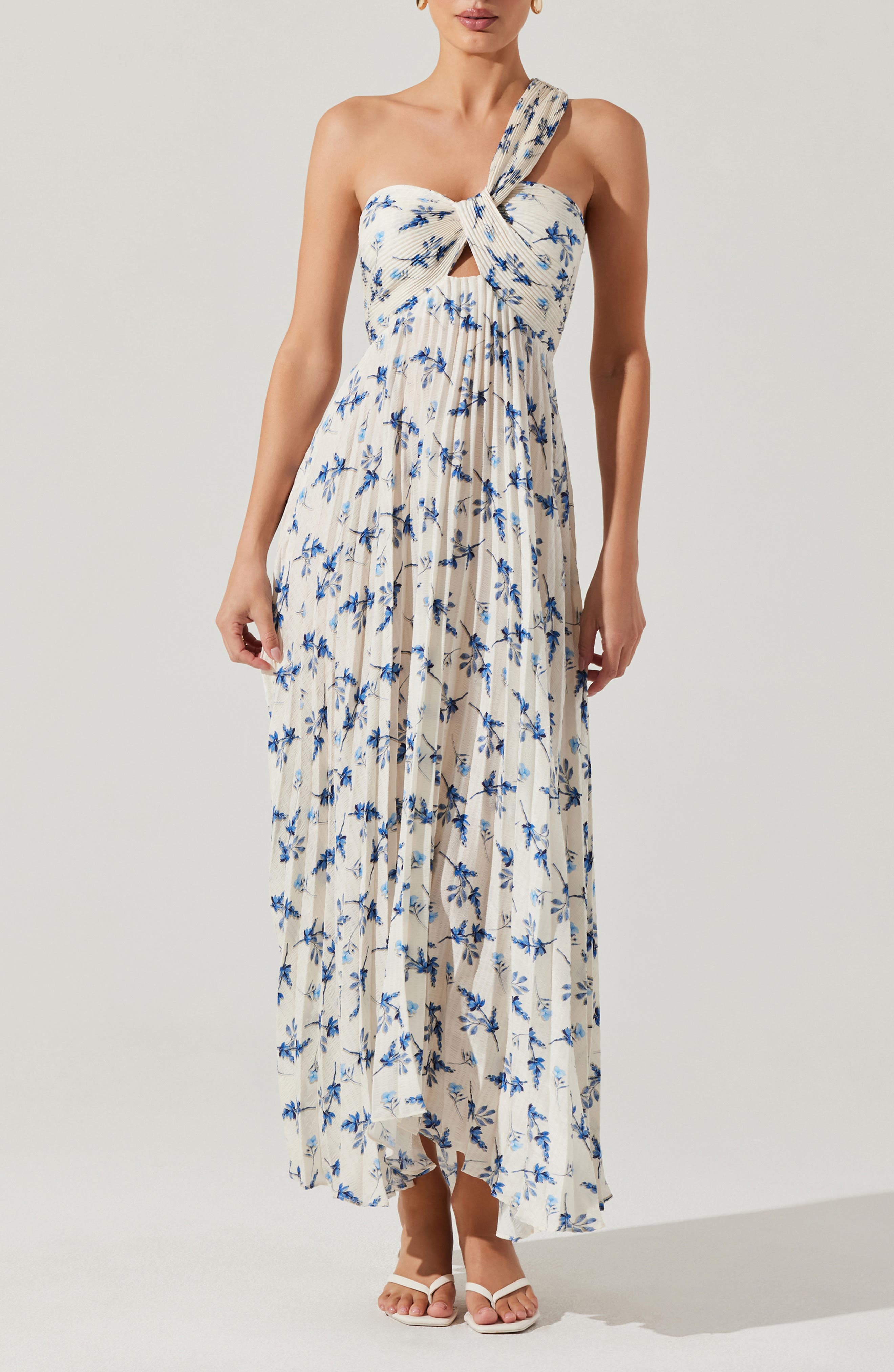 Rasya Floral Pleated One-Shoulder Maxi Dress - image 1
