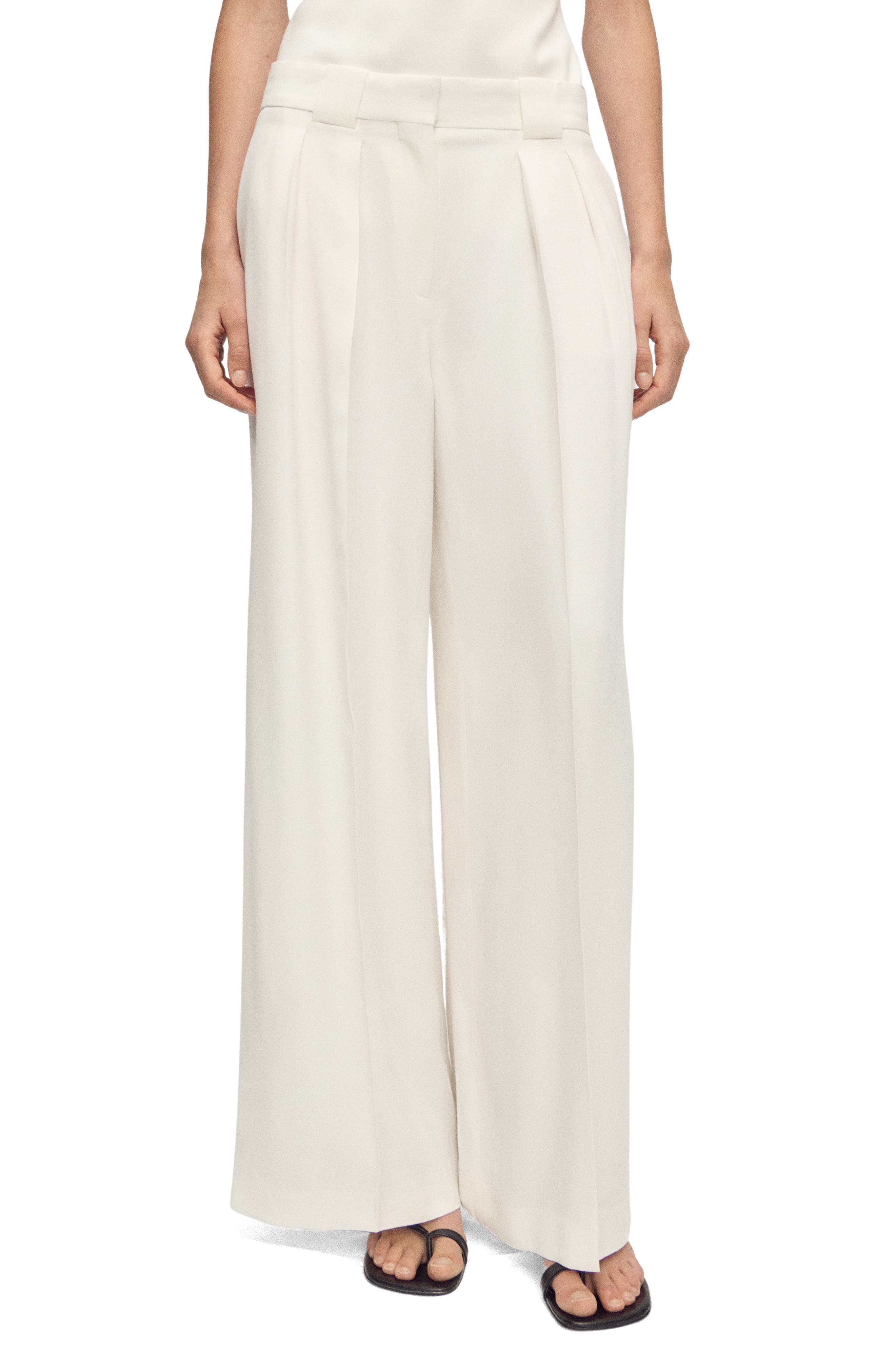 Pleated Straight Leg Suit Pants - image 1