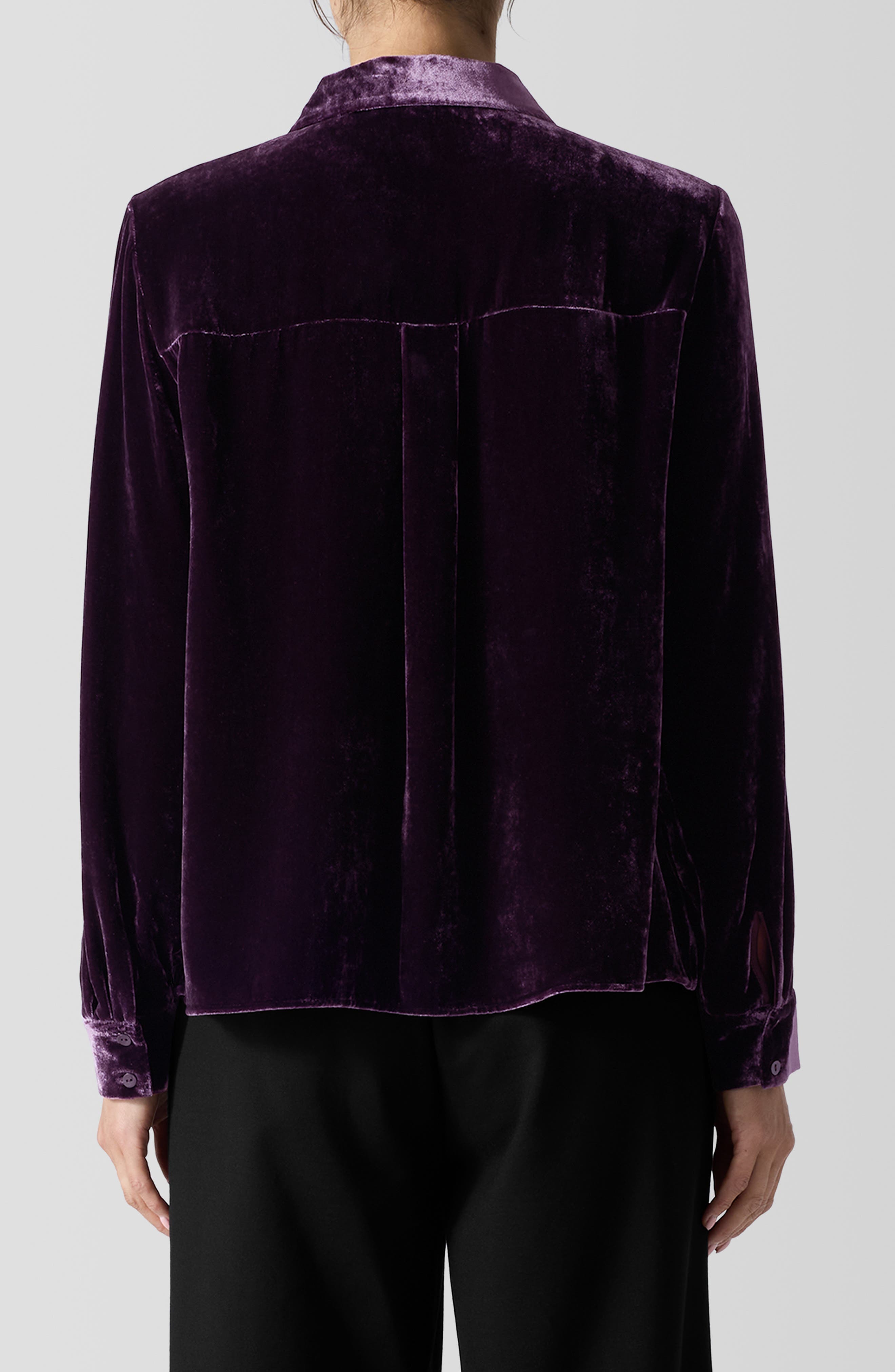 Classic Collar Easy Velvet Button-Up Shirt - image 2