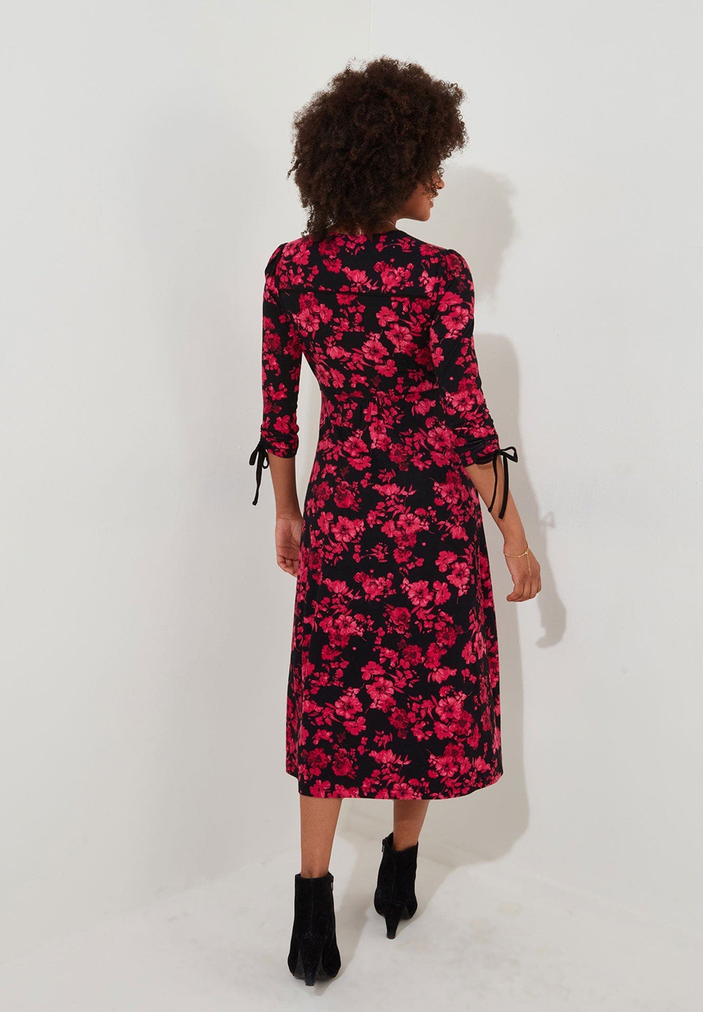 Stretch Knit Faux Wrap Midi Dress - image 4