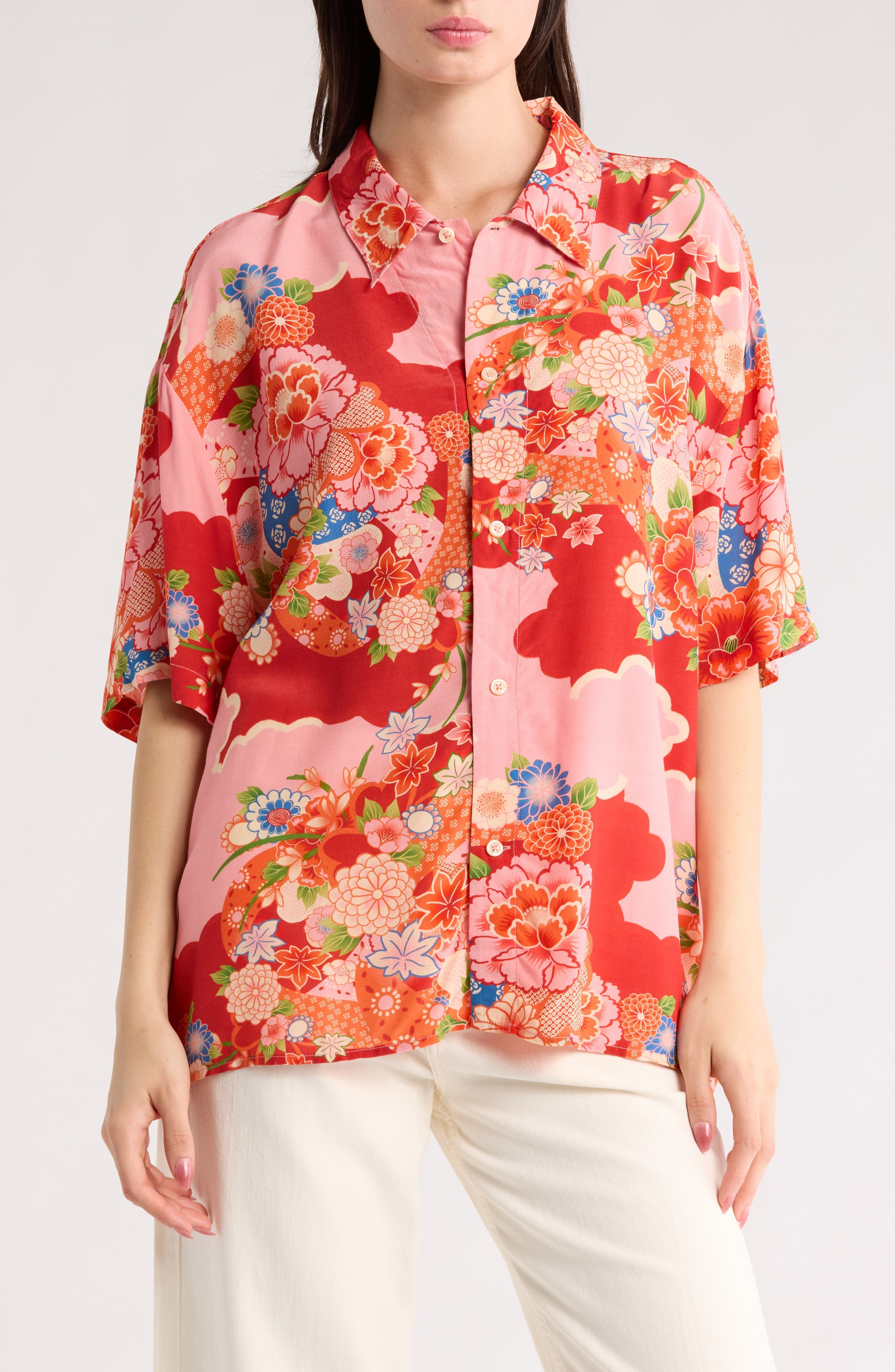 Floral Button-Up Shirt - image 1