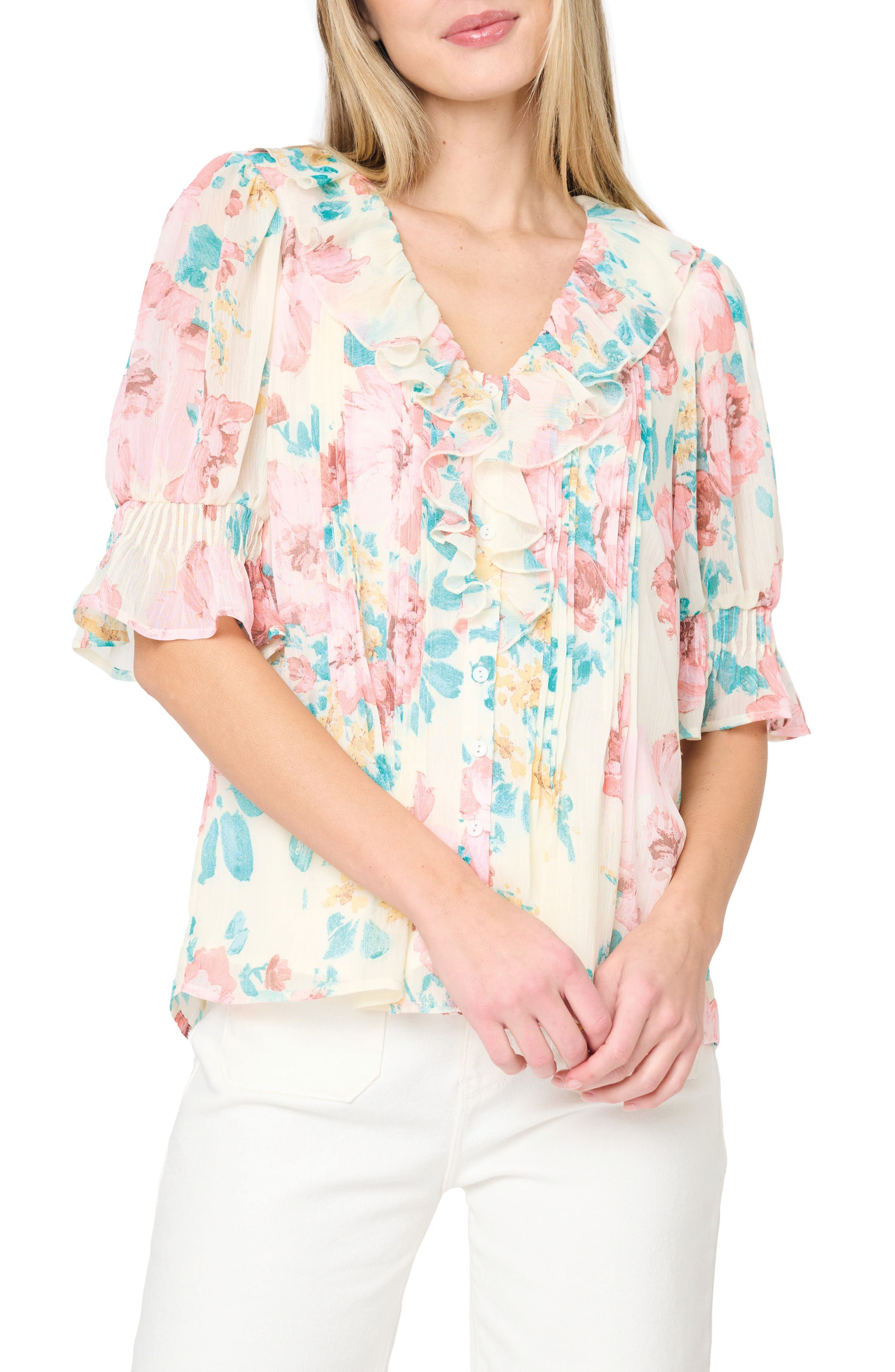 Khloe Ruffles Button-Up Shirt - image 1