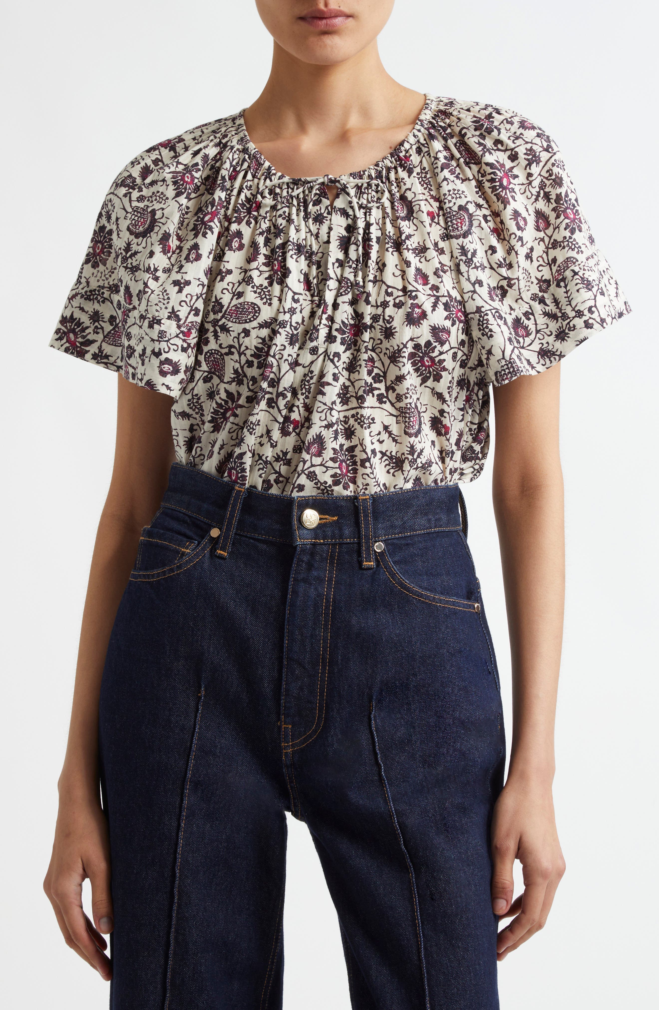 Sena Flutter Sleeve Cotton Blend Top - image 1