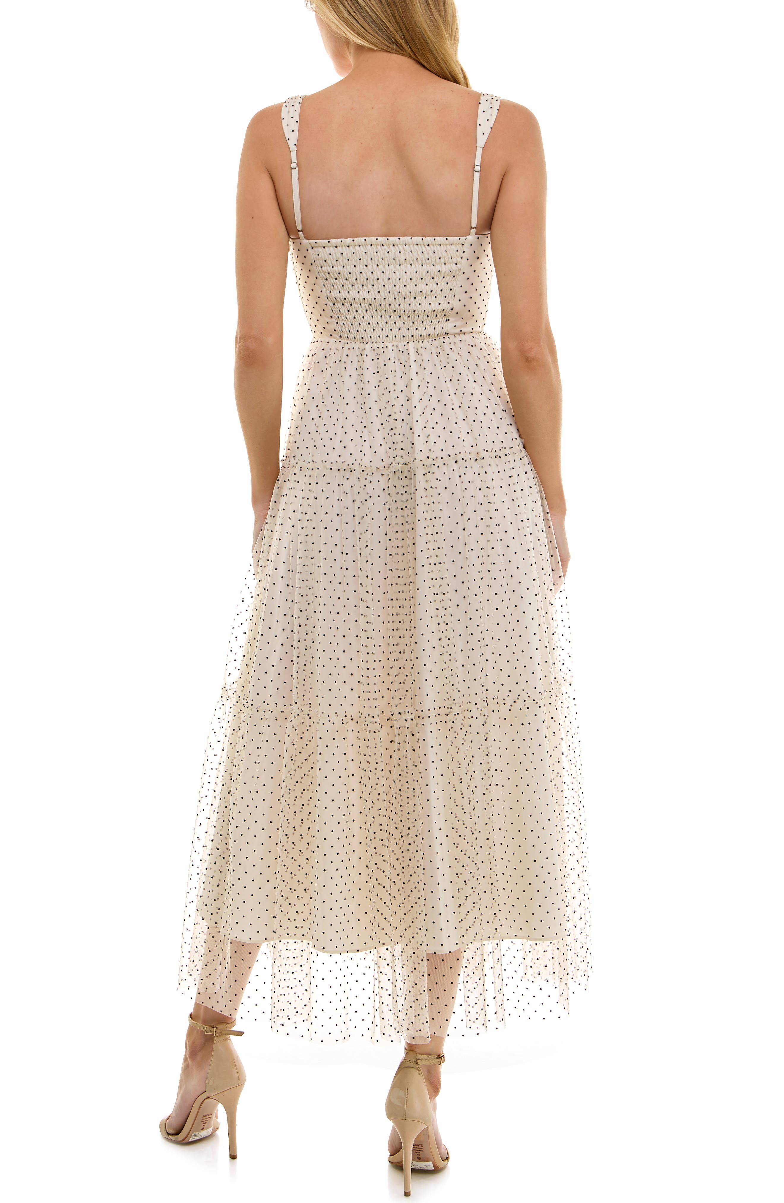 Dot Mesh Empire Waist Gown - image 2
