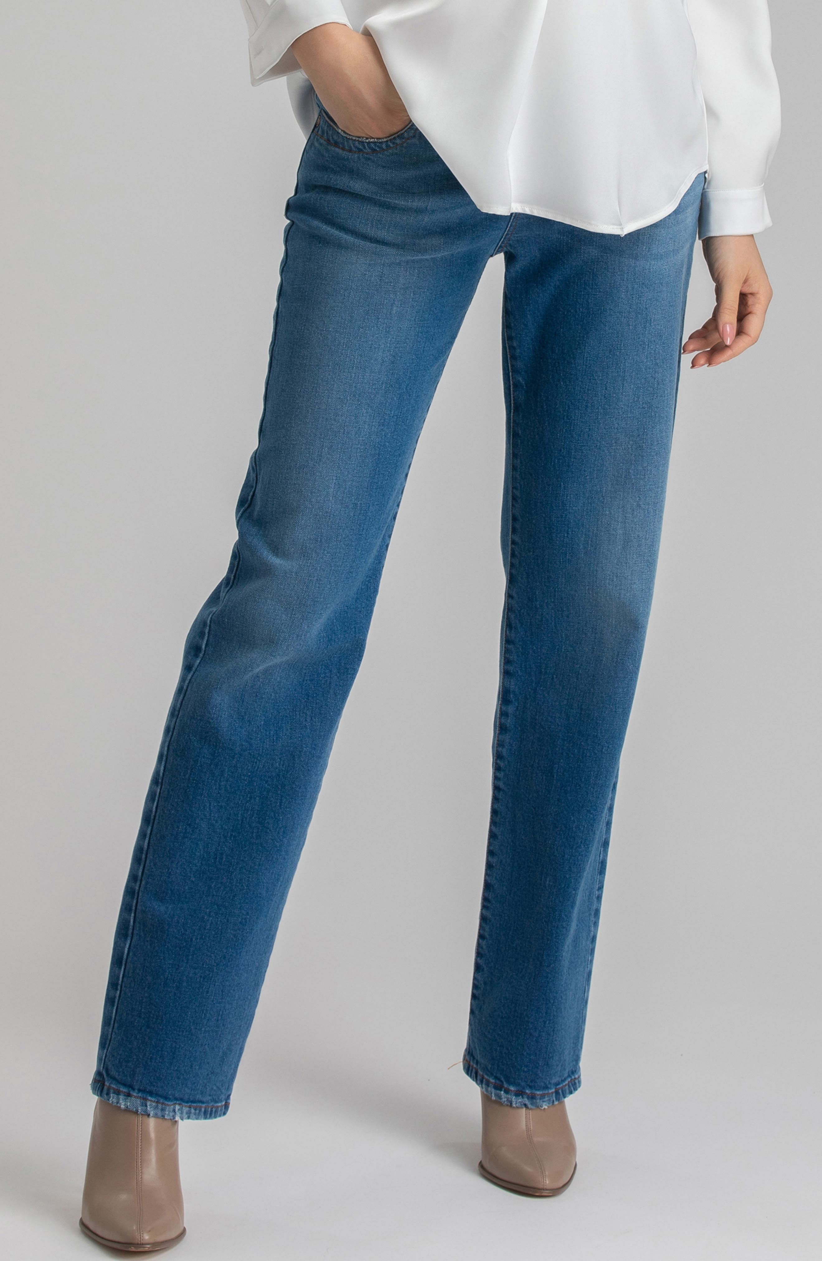 High Waist Straight Leg Maternity Jeans - image 1