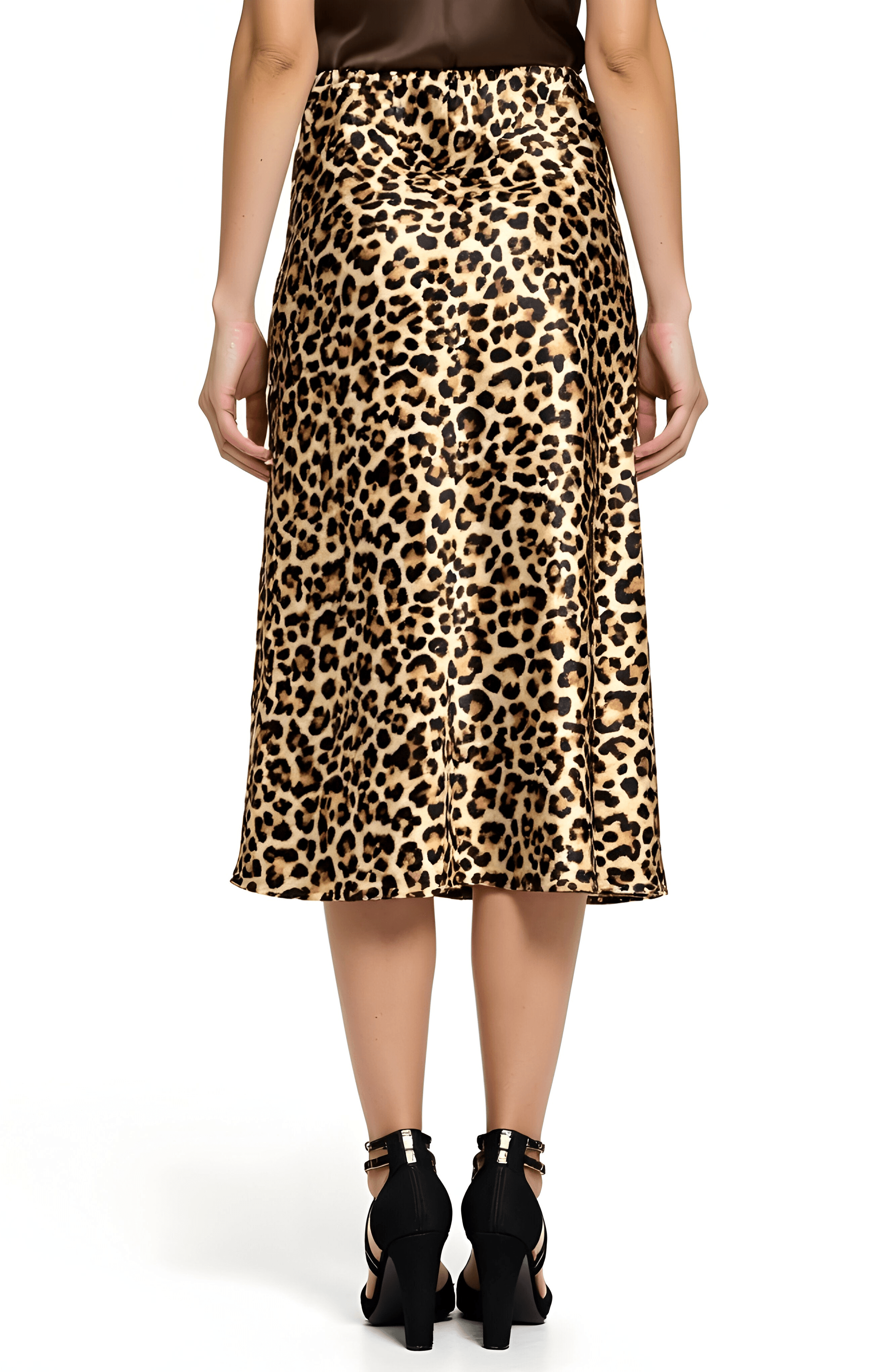 Leopard Print Bias Cut Satin Midi Skirt - image 2