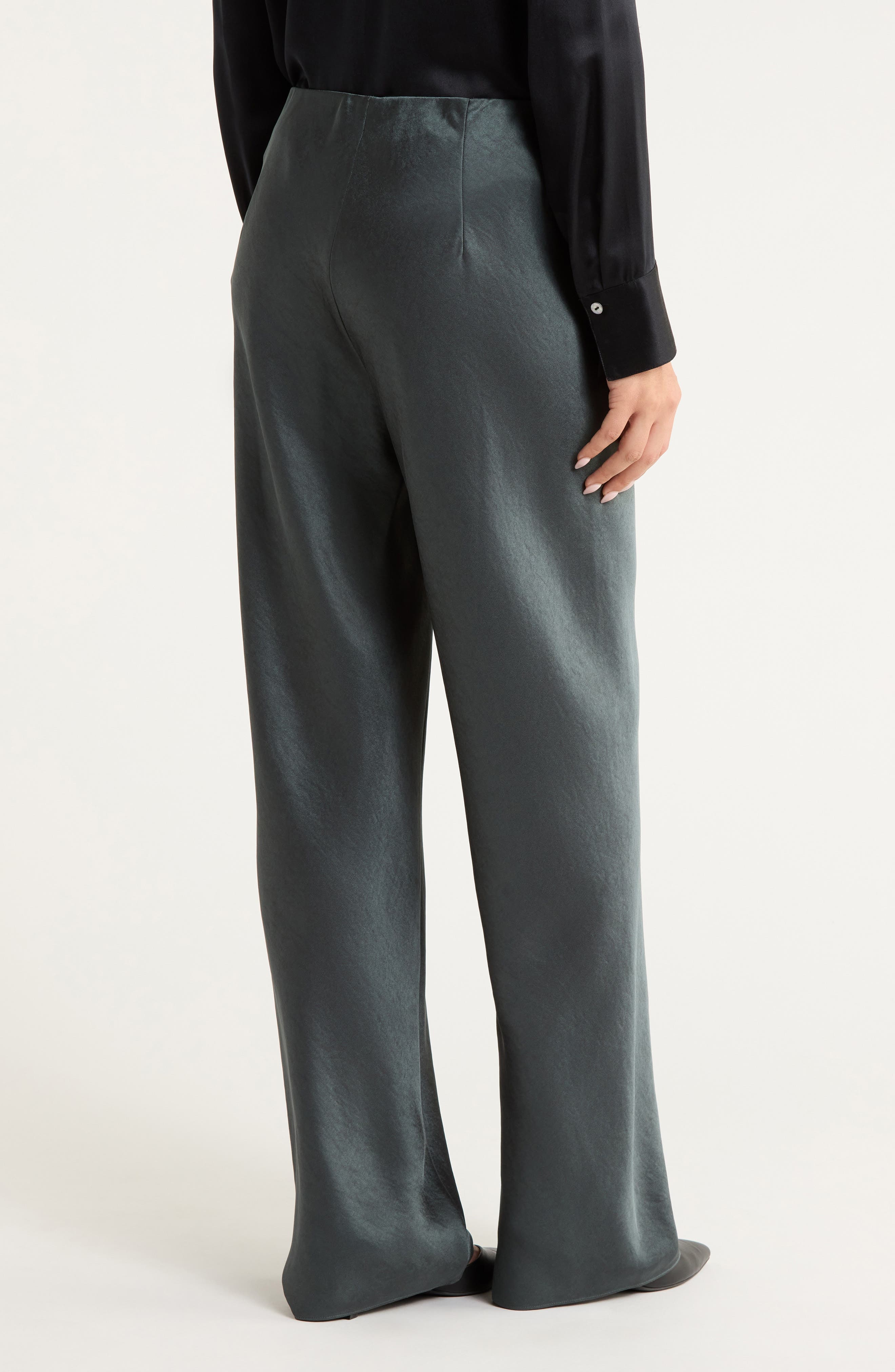 Colette High Waist Fluid Satin Bias Pants - image 4