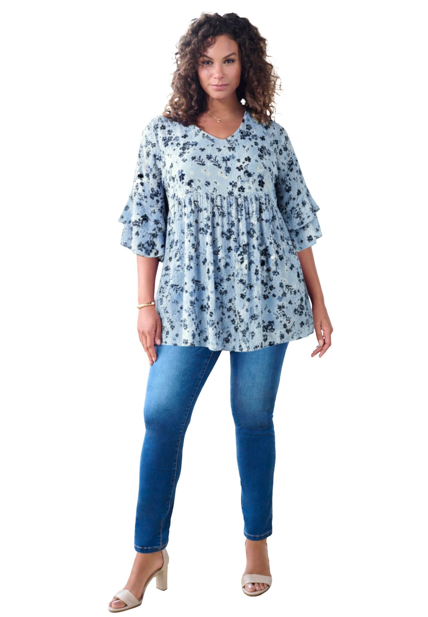 Hand Crinkled Flutter Sleeve Tunic - image 5