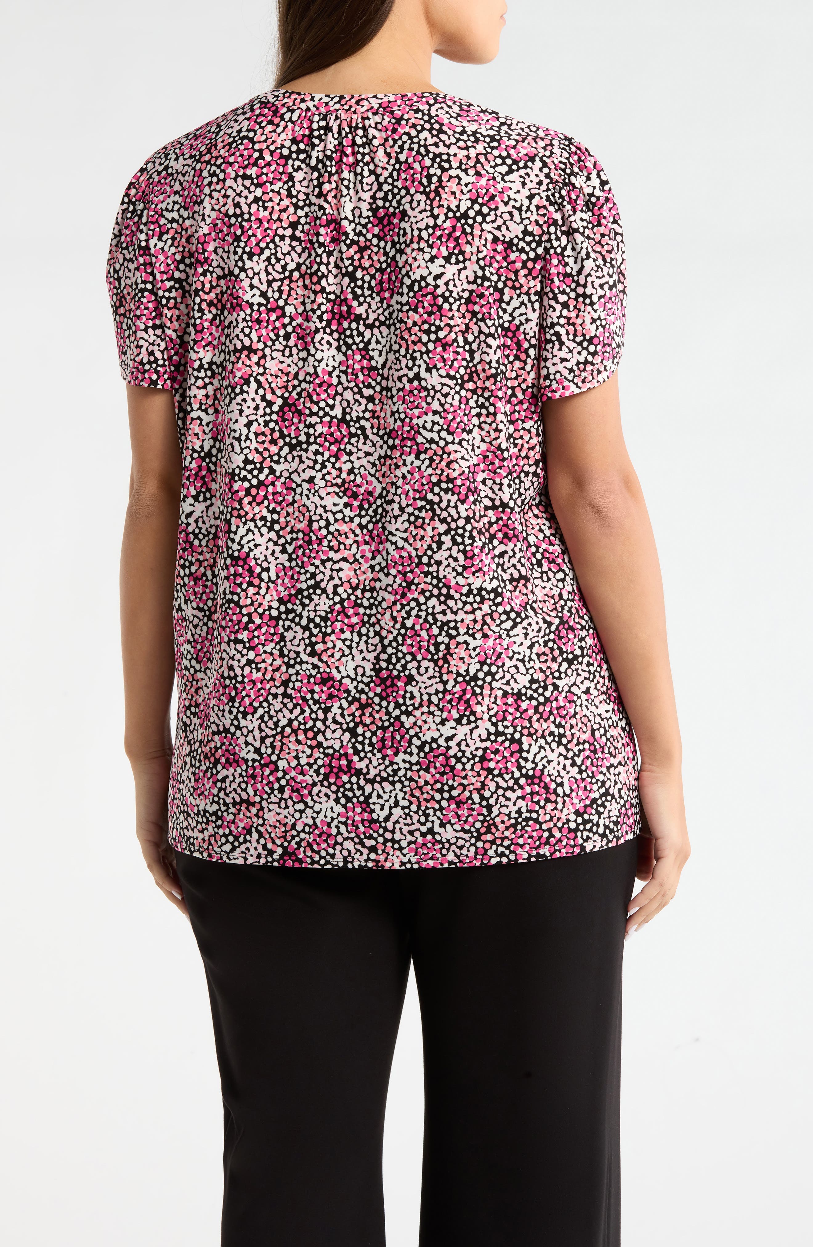 Tulip Sleeve Dot Print Jersey Top - image 2