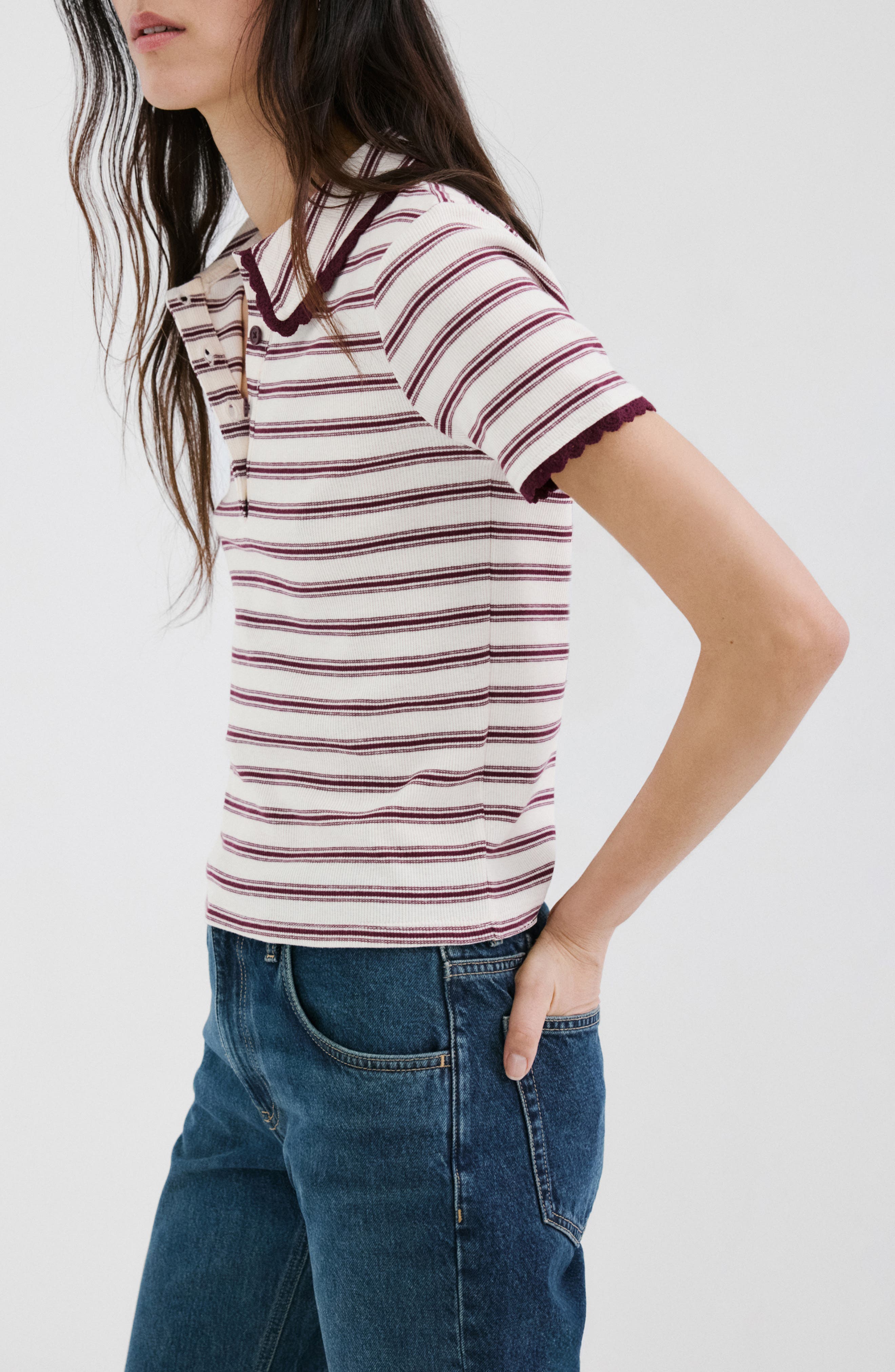 Stripe Scallop Collar Polo - image 3