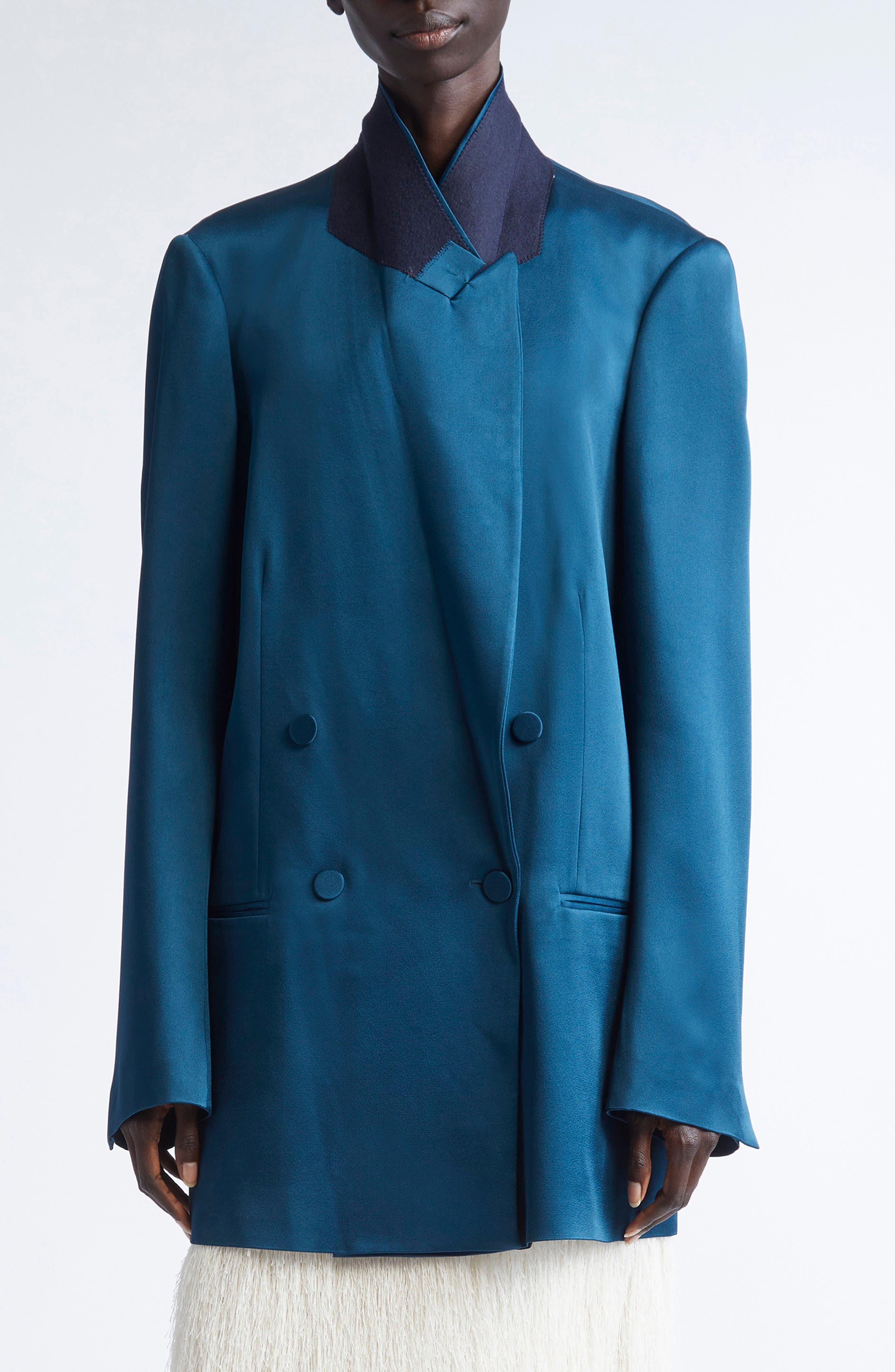 Blink Double Breasted Oversize Satin Jacket - image 1