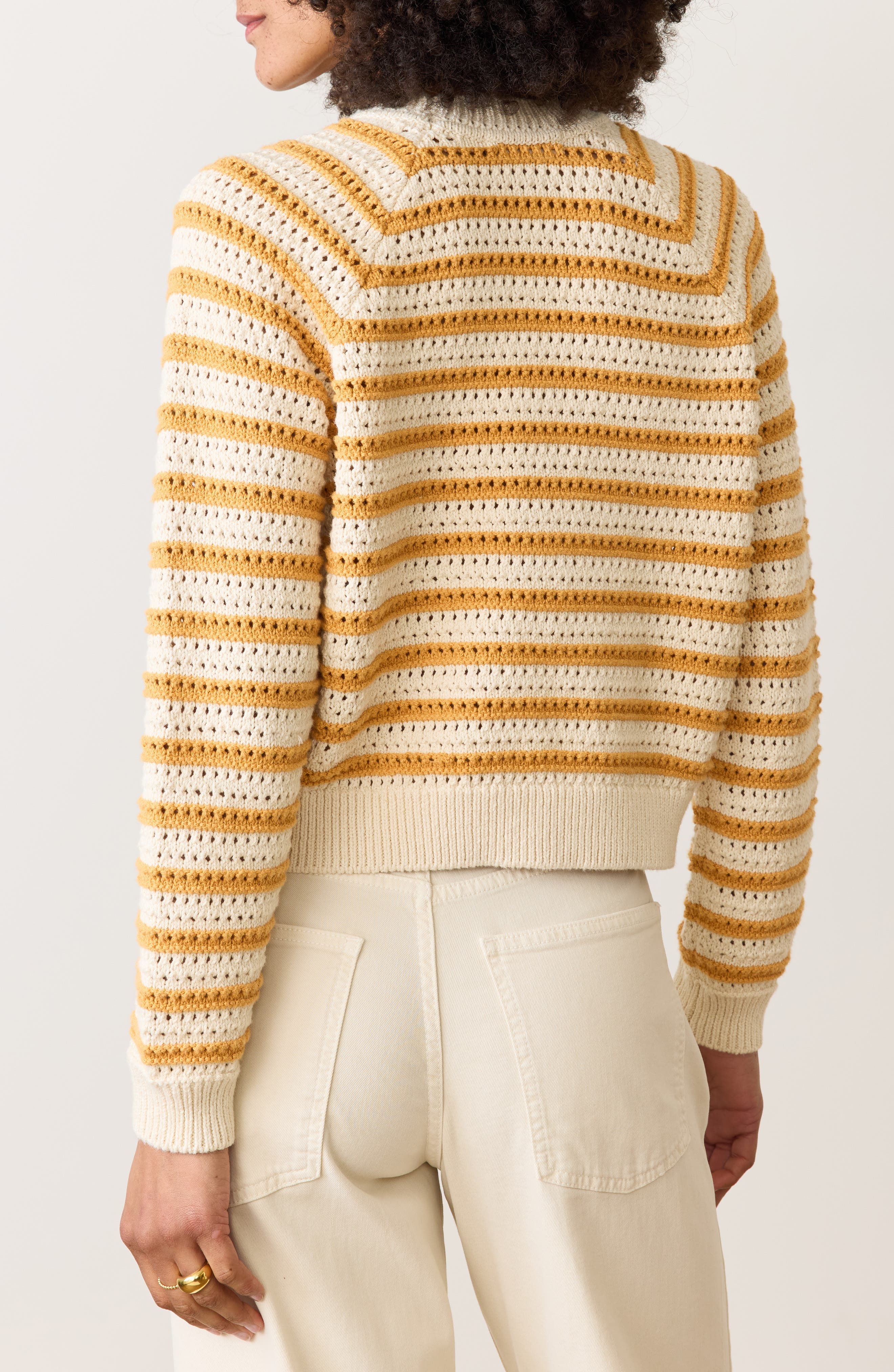 Stripe Open Stitch Crewneck Sweater - image 2