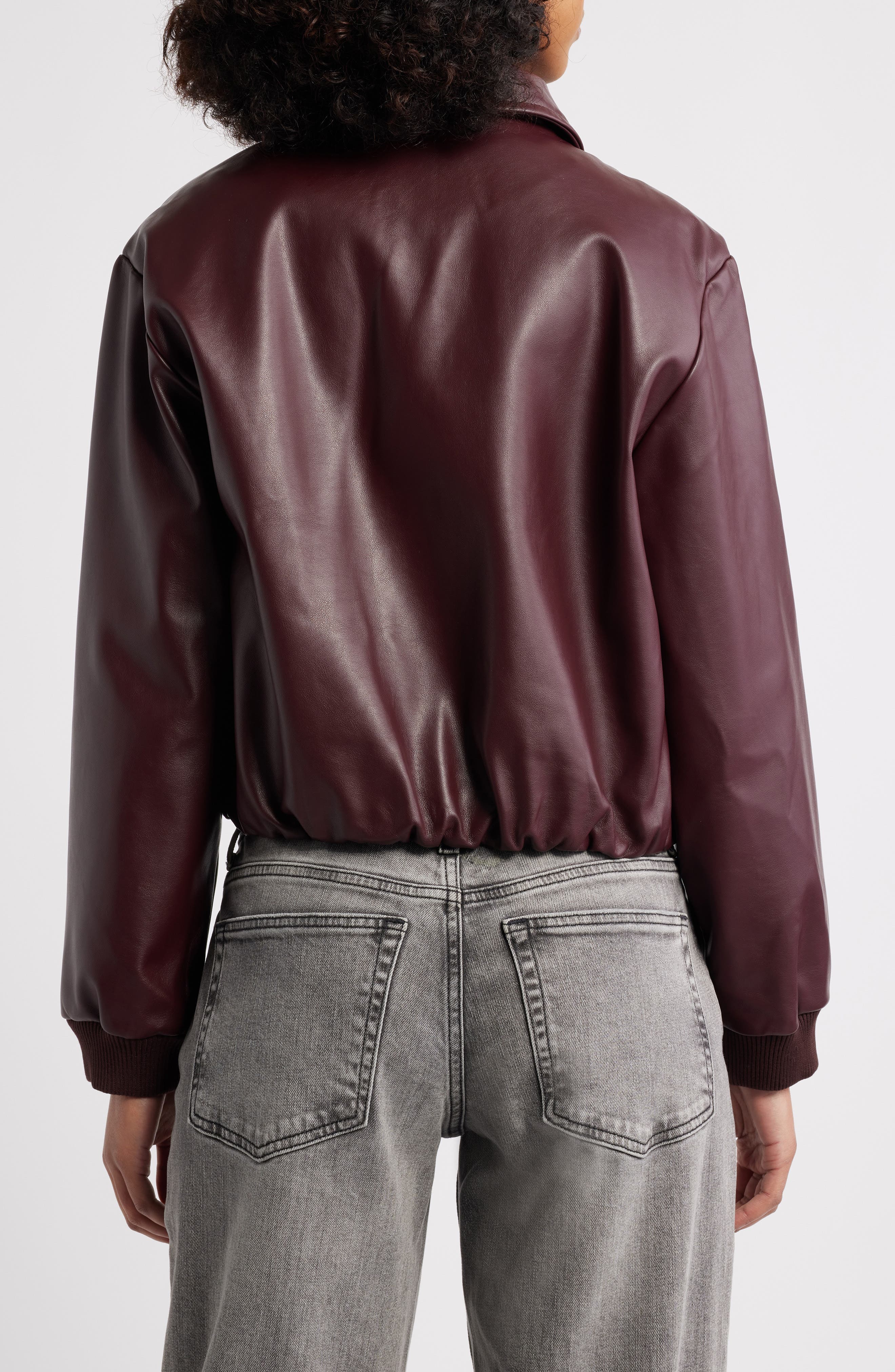 Faux Leather Bomber Jacket - image 2