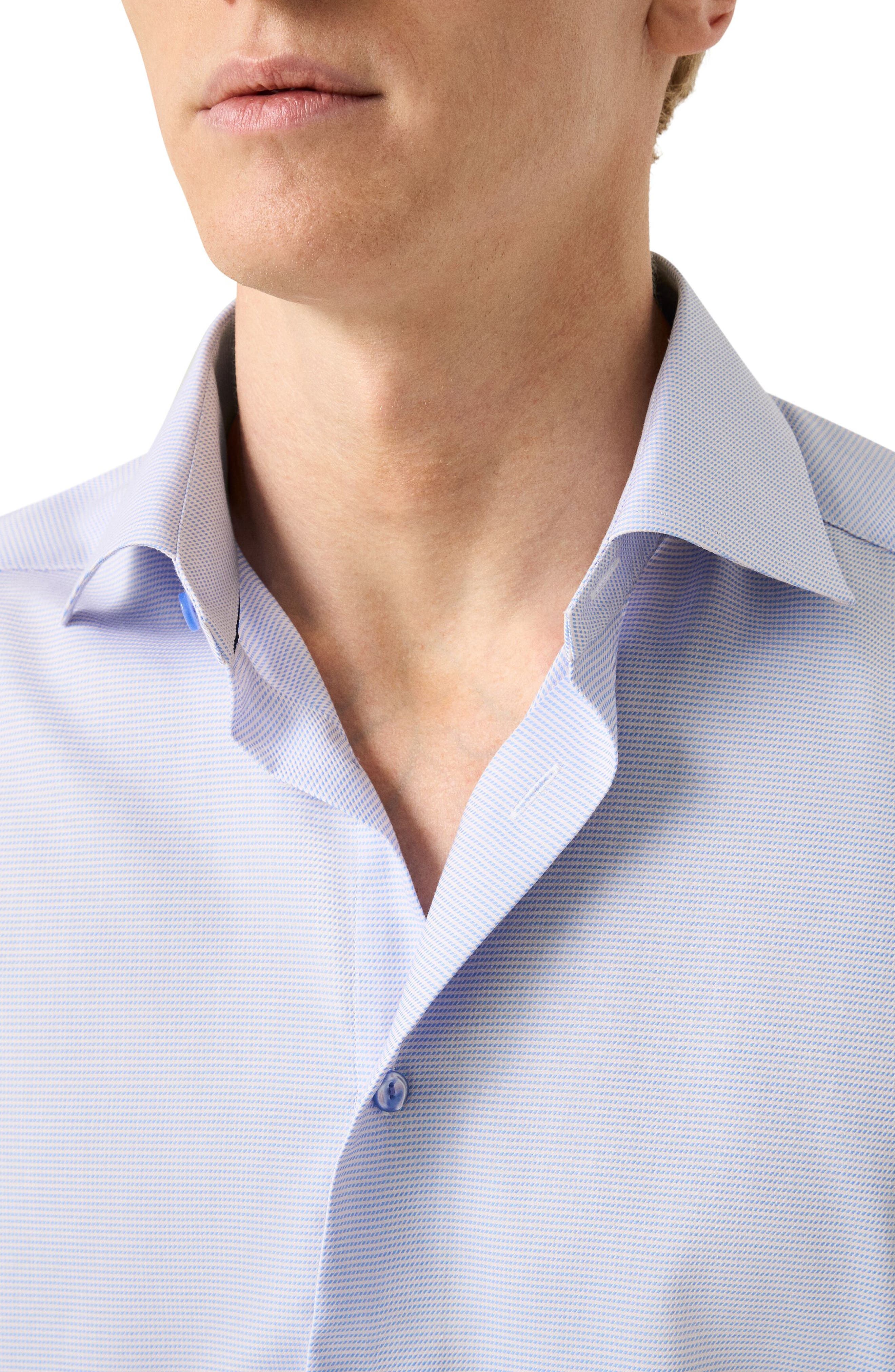 Contemporary Fit Microcheck Cotton Dress Shirt - image 2