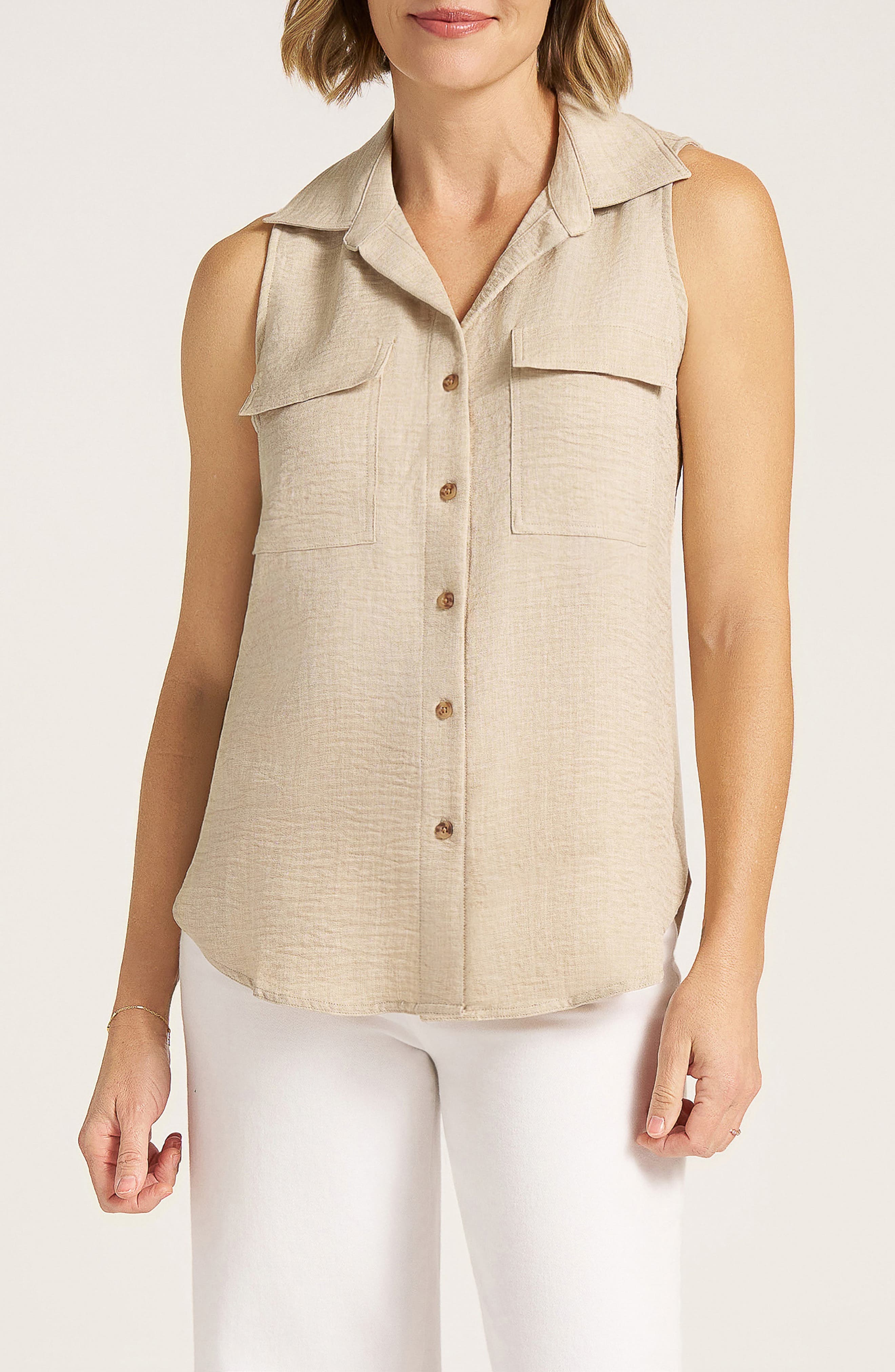 Euclid Sleeveless Button-Up Shirt - image 1